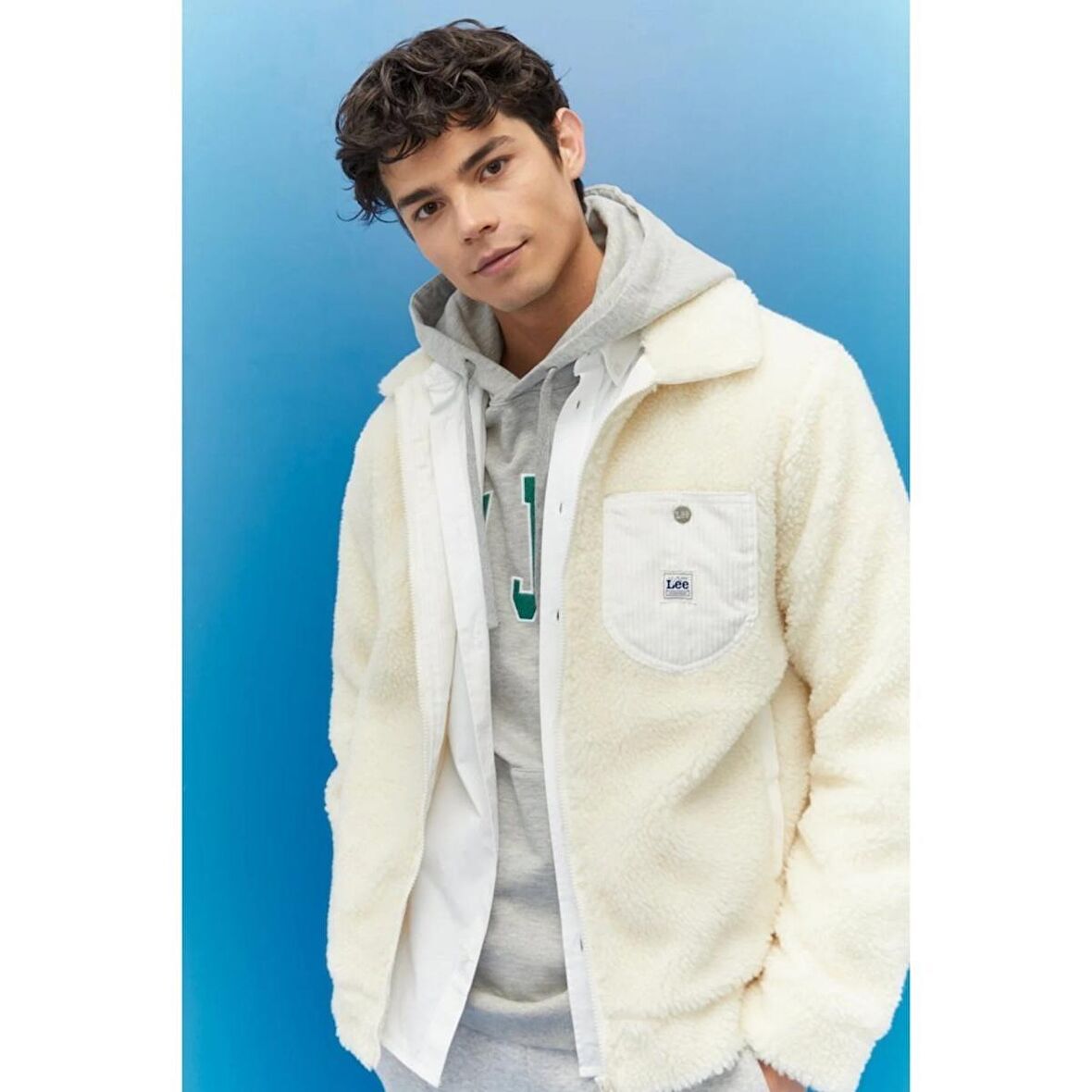 Regular Fit Normal Kesim Tam Fermuarlı Krem Sherpa Ceket