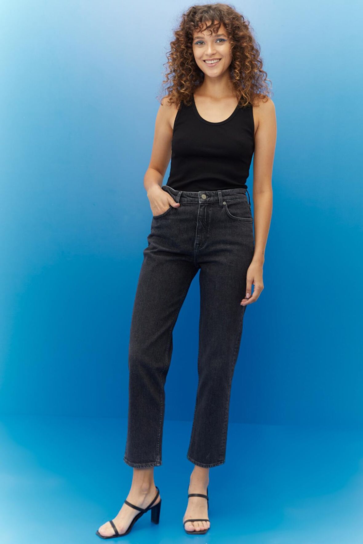 Carol Cropped Straight Fit Yüksek Bel Esnek Jean Kot Pantolon