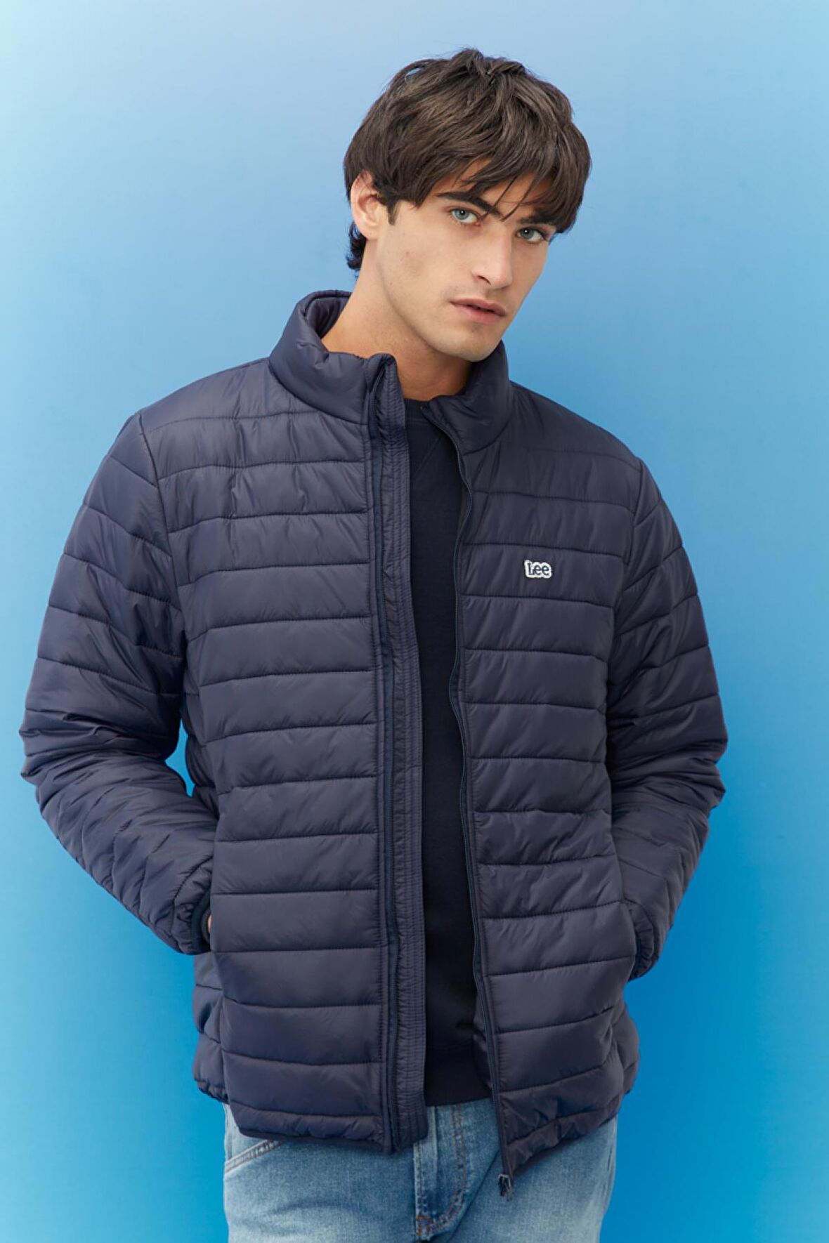 Regular Fit Normal Kesim Kapüşonlu Lacivert Şişme Mont