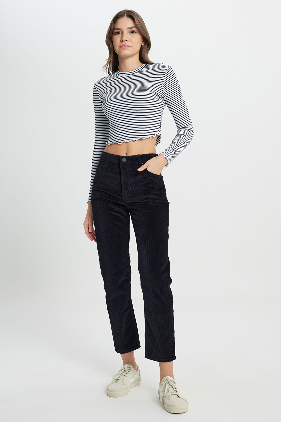 Carol Cropped Straight Fit Yüksek Bel Esnek Jean Kot Pantolon