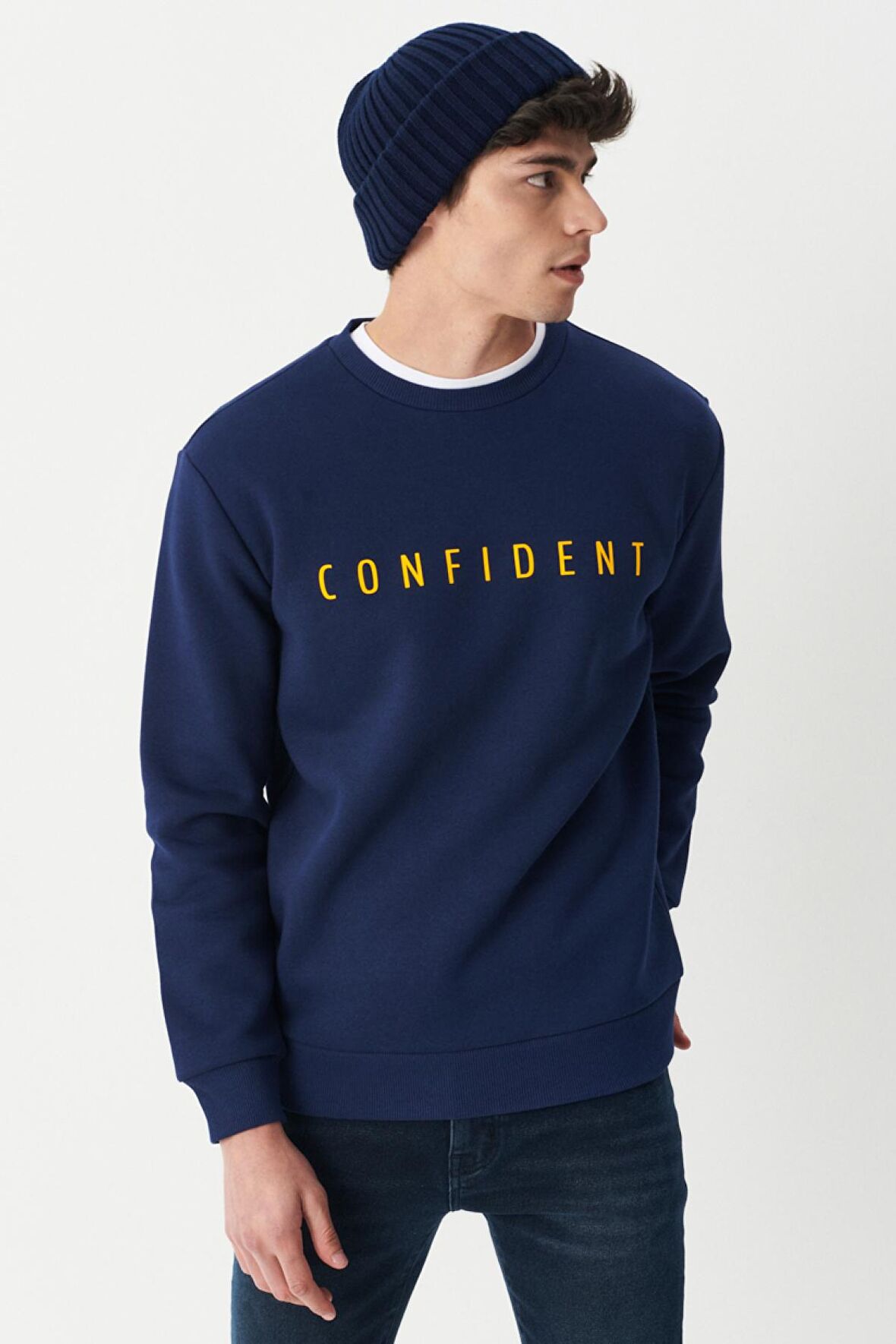 Riders By Lee Loose Fit Bisiklet Yaka Şardonlu Lacivert Sweatshirt