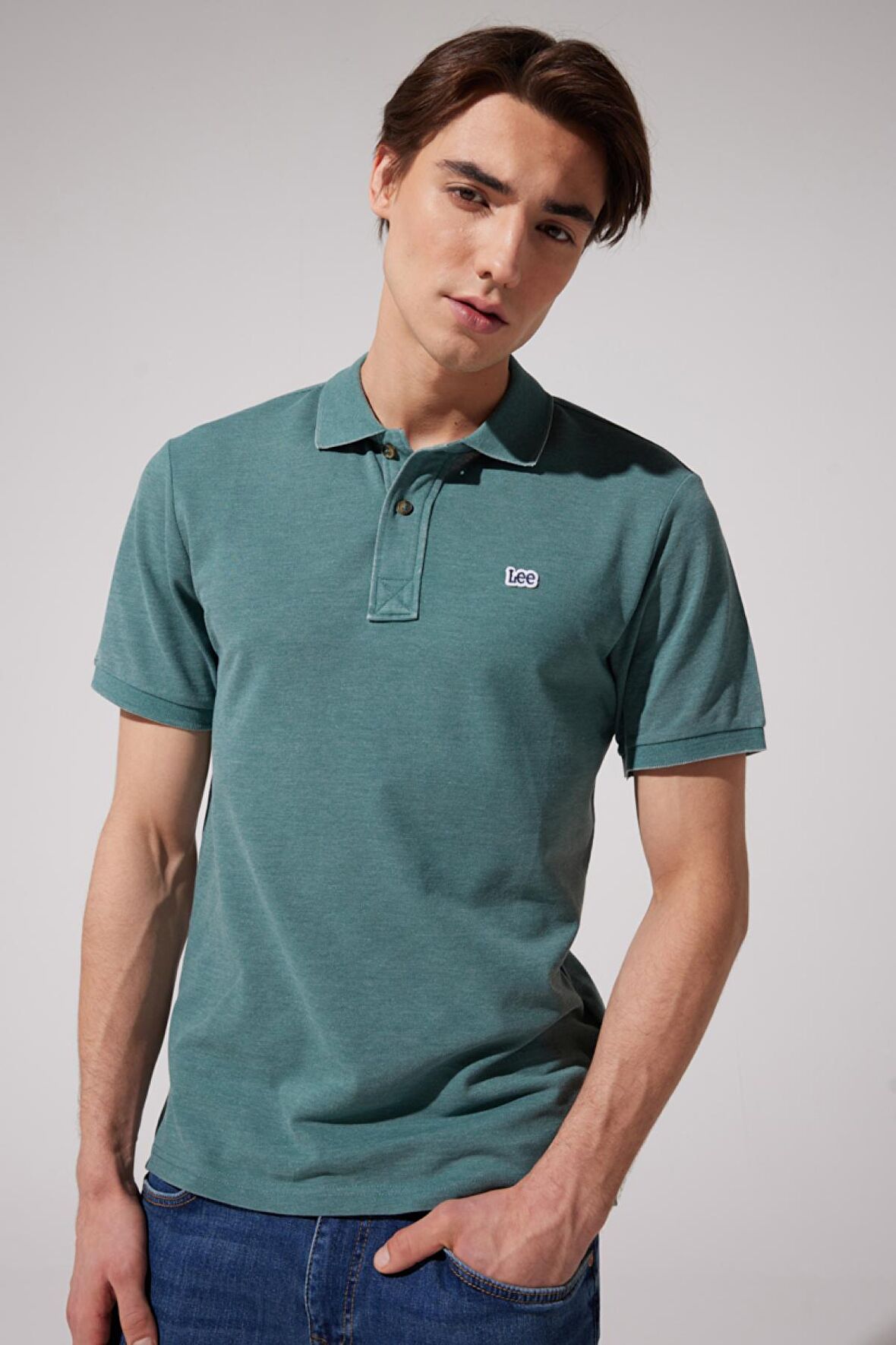 Regular Fit Normal Kesim Polo Yaka Yeşil Tişört