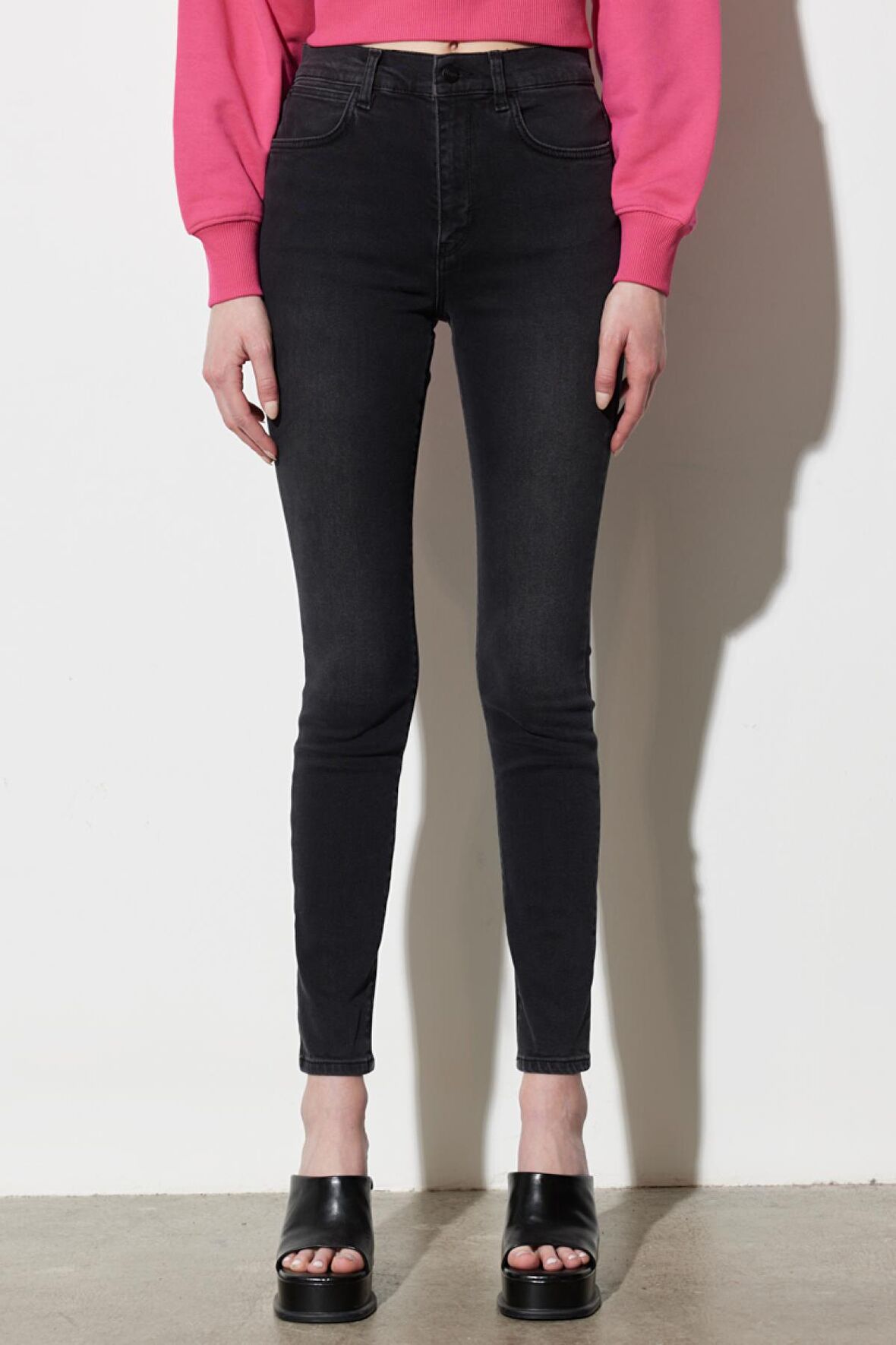 Hige Rise Skinny Fit Dar Kesim Yüksek Bel Esnek Jean Kot Pantolon