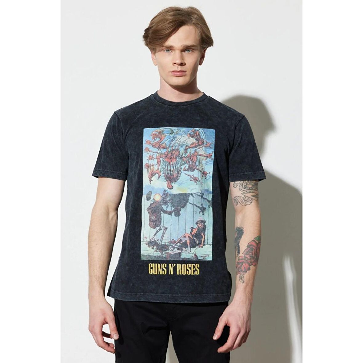 Loose Fit Rahat Kesim %100 Pamuk Bisiklet Yaka Siyah Tişört