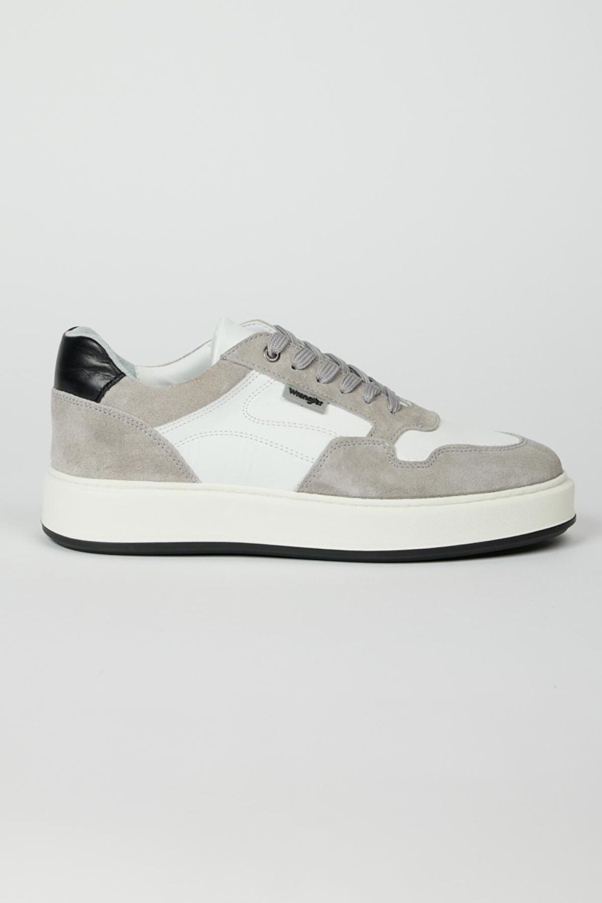 %100 Deri Beyaz-Gri Süet Sneaker Ayakkabı