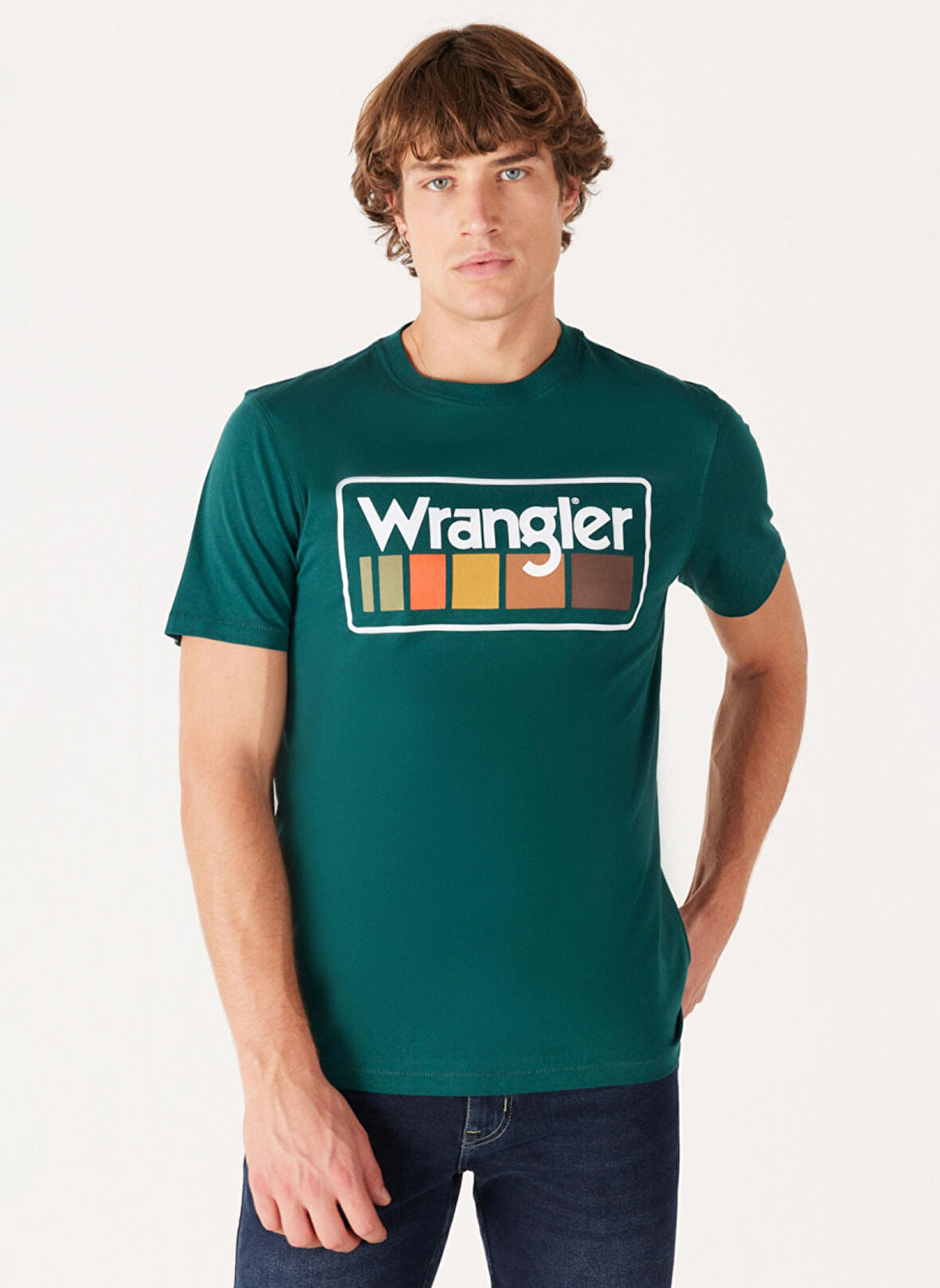 Wrangler Bisiklet Yaka Yeşil Erkek T-Shirt W750D3G61 Bisiklet Yaka T-shirt