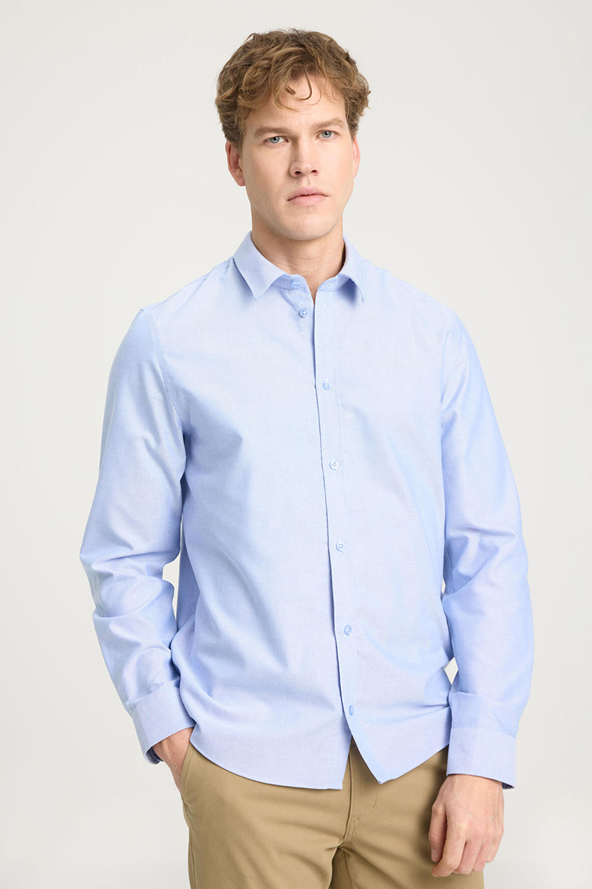 Regular Fit Normal Kesim %100 Pamuk Mavi Gömlek