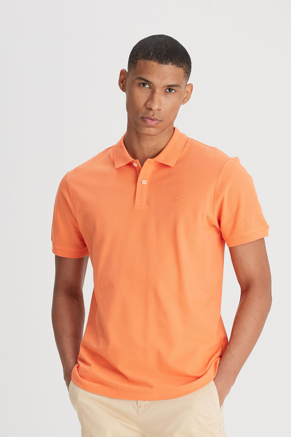 Regular Fit Normal Kesim %100 Pamuk Polo Yaka Turuncu Tişört