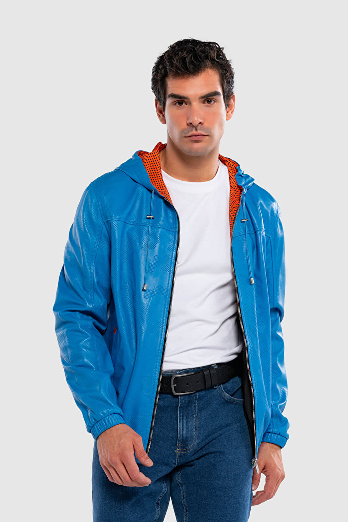 Tamer Tanca Erkek Hakiki Deri Mavi/Turuncu Deri Mont 571 SMR-1005 ERK DR MONT Y21 BLUE/ORANGE