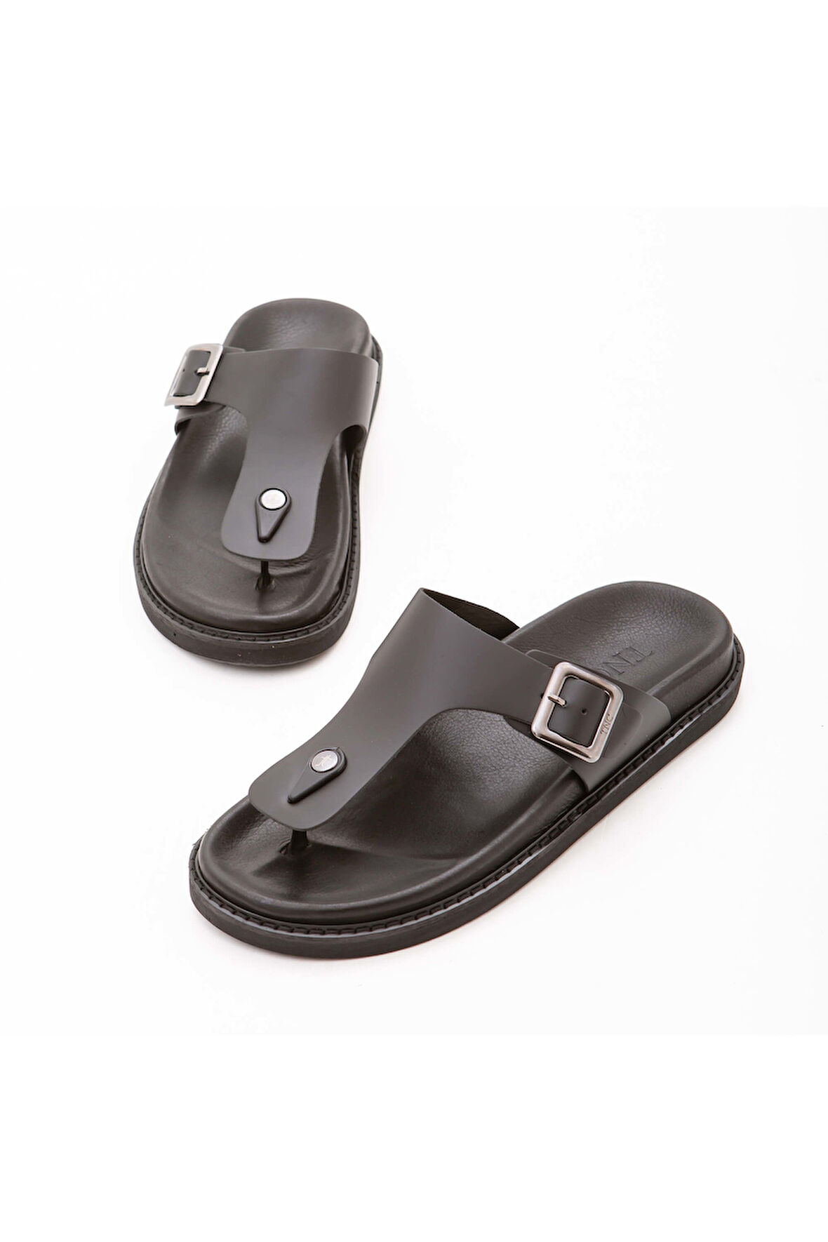 Tamer Tanca Erkek Hakiki Deri Siyah Parmak Arası Terlik 876 05 ERK TRLK Y22 SIYAH