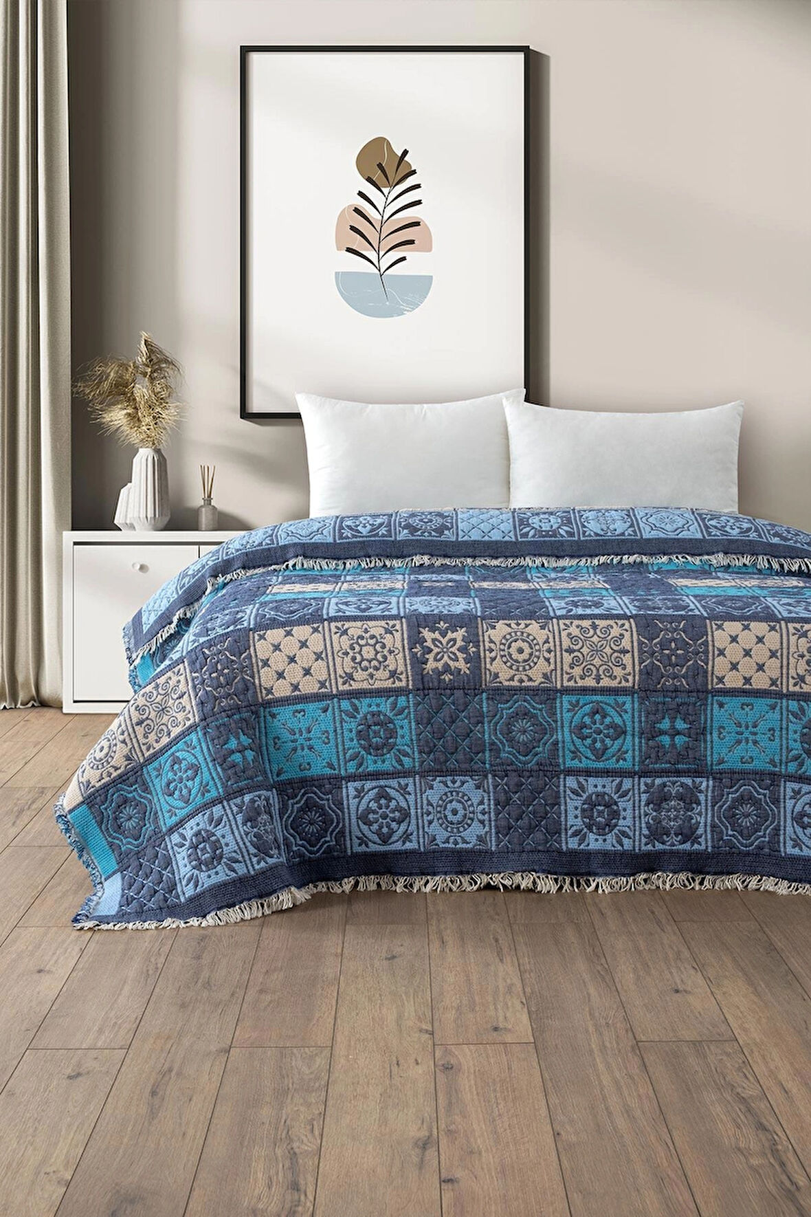 Patchwork Müslin Yorgan Mavi