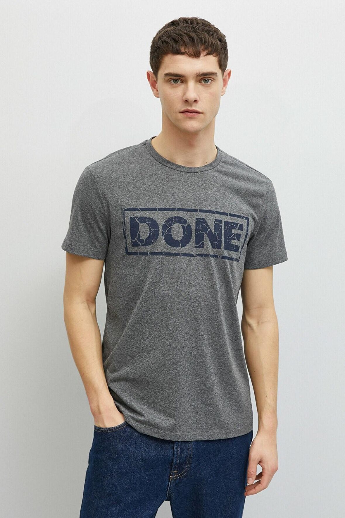 Erkek T-Shirt Kısa Kollu Bisiklet Yaka Pamuklu