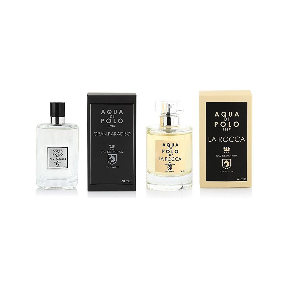 Aqua di Polo La Rocca ve Gran Paradiso EDP 50 ml Kadın Erkek Parfüm Seti STCC000701