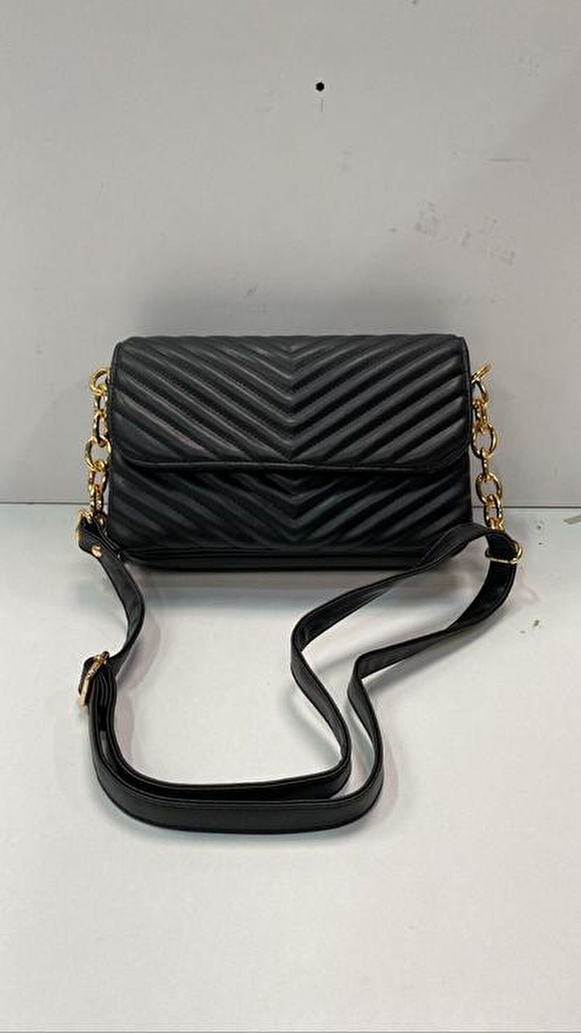 Aqua Di Polo 1987 Suni Deri Siyah Kadın Omuz Çantası APBV002901