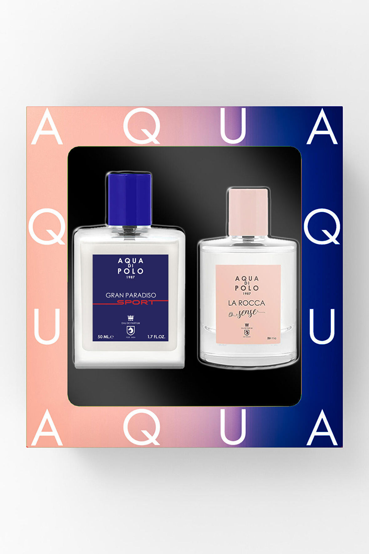 Aqua di Polo 1987 La Rocca Sense ve Gran Paradiso Sport EDP 50 ml Kadın Erkek Parfüm Seti STCC000330