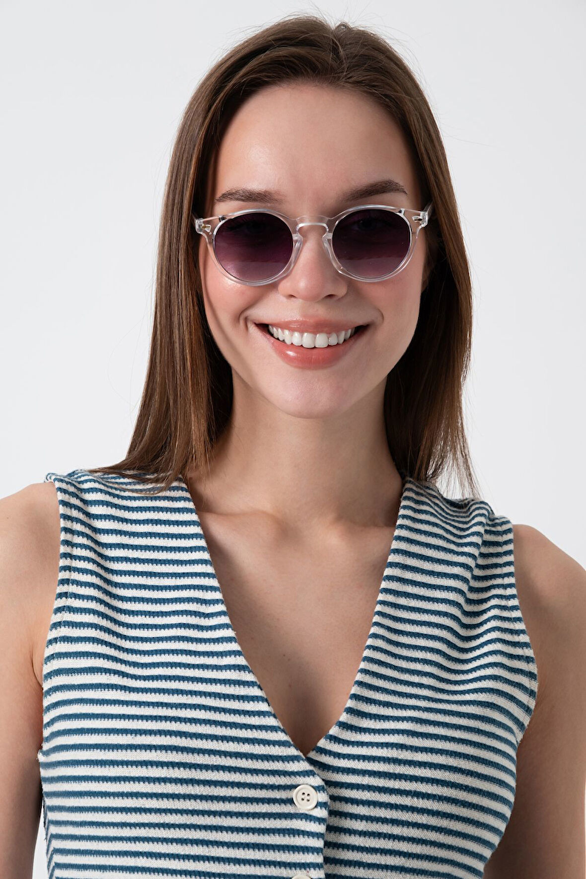 Golden Hour Şeffaf Unisex Yuvarlak Güneş Gözlüğü Apsı002411--47 Ekartman