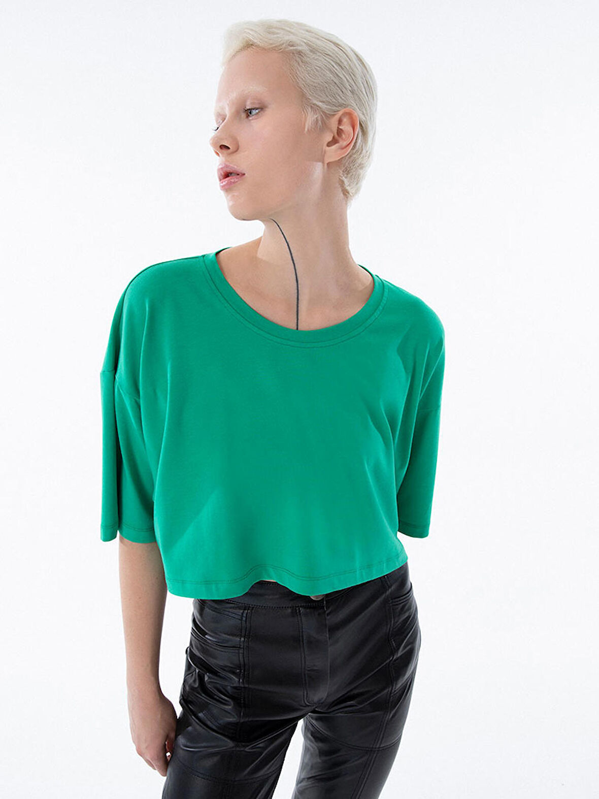 Oversize Crop T-shirt - Yeşil