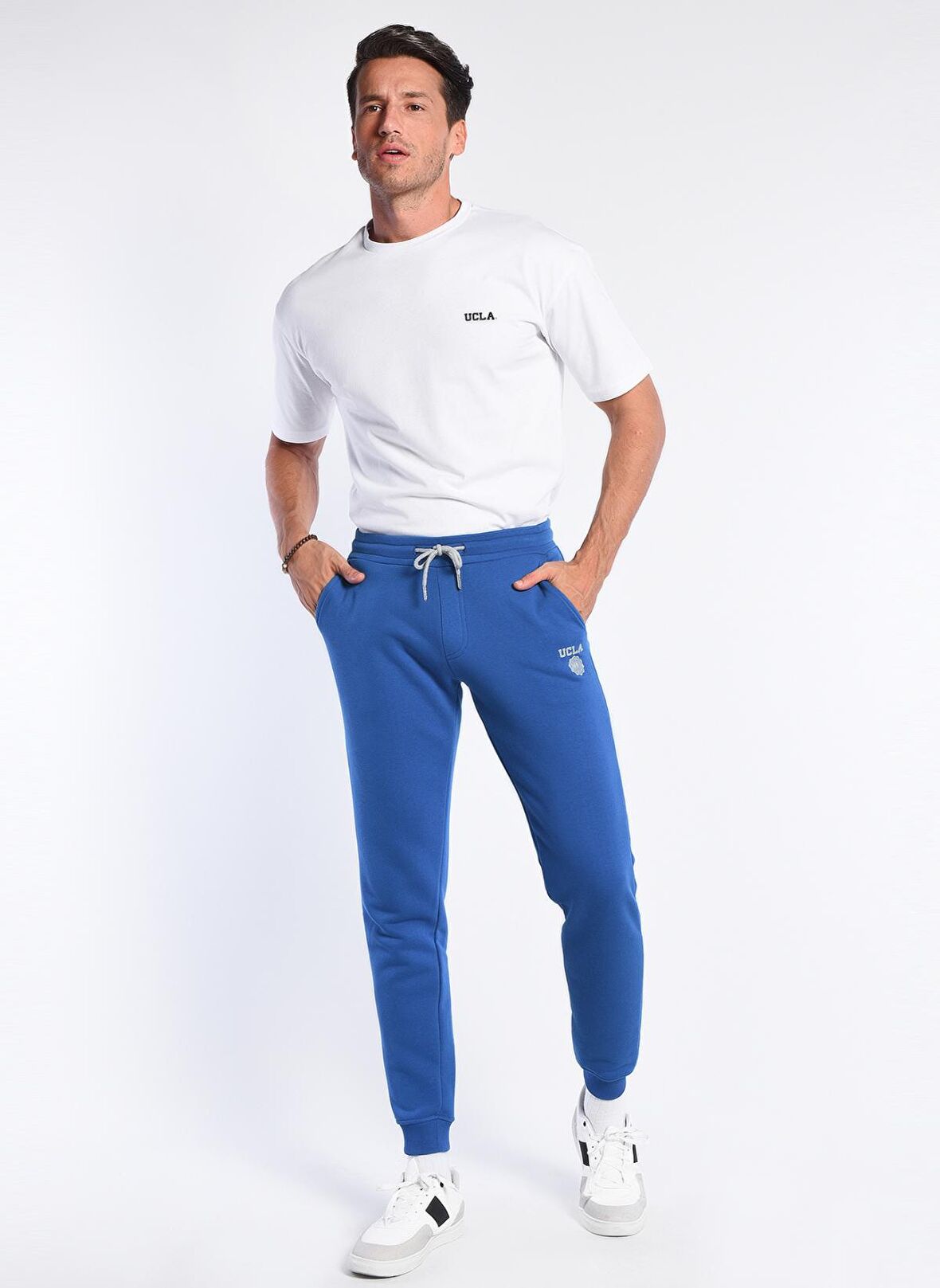 LUSKIN Mavi Daralan Kesim Baskılı Standard Fit Erkek Eşofman Alt