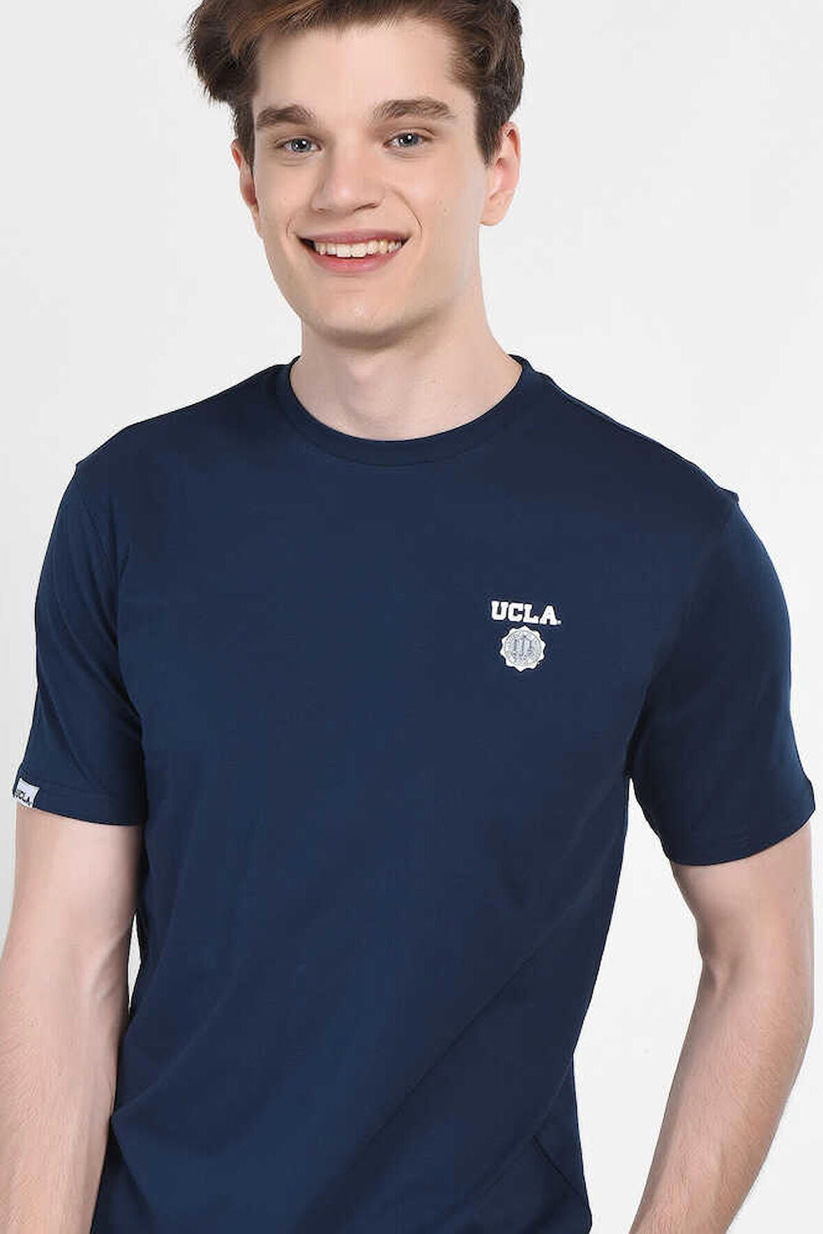 BASS Lacivert Bisiklet Yaka Baskılı Erkek Tshirt