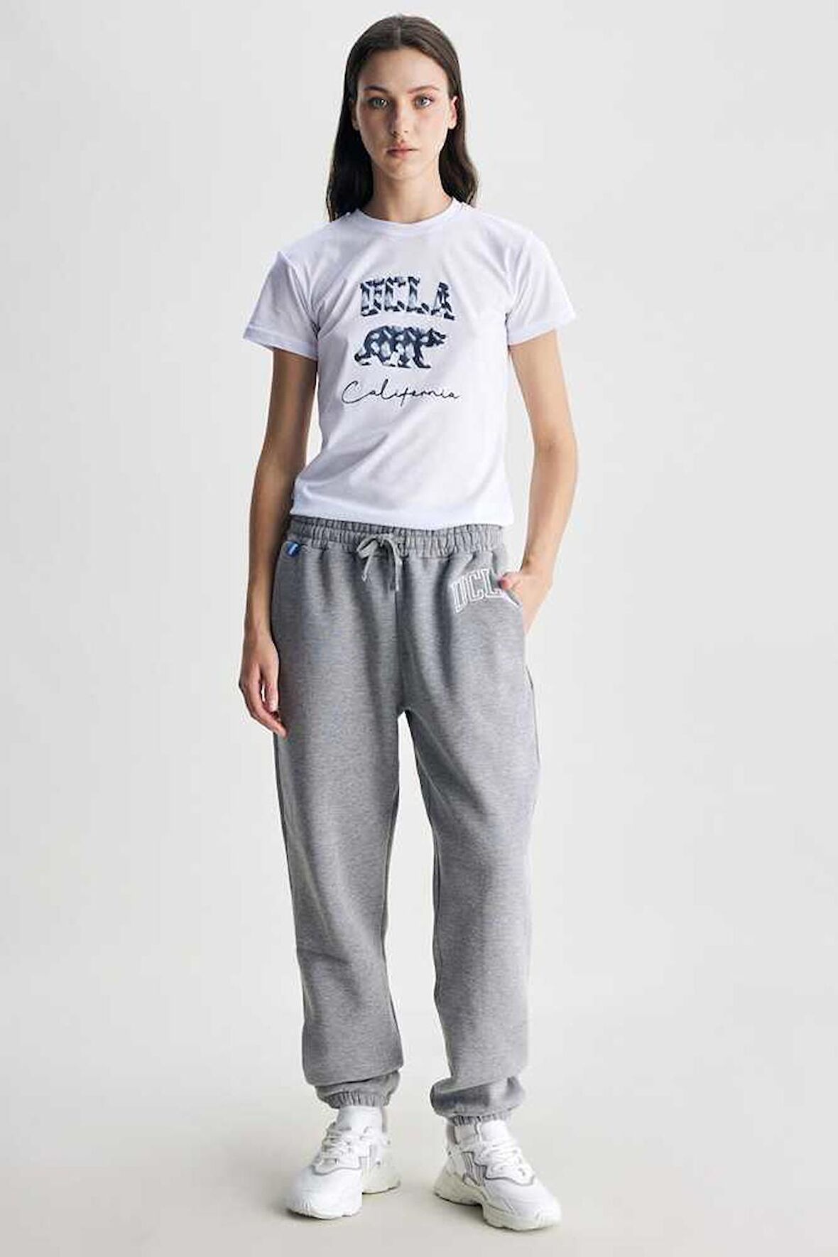 JULES Gri Rahat Paça Nakışlı Standard Kadın Eşofman Alt