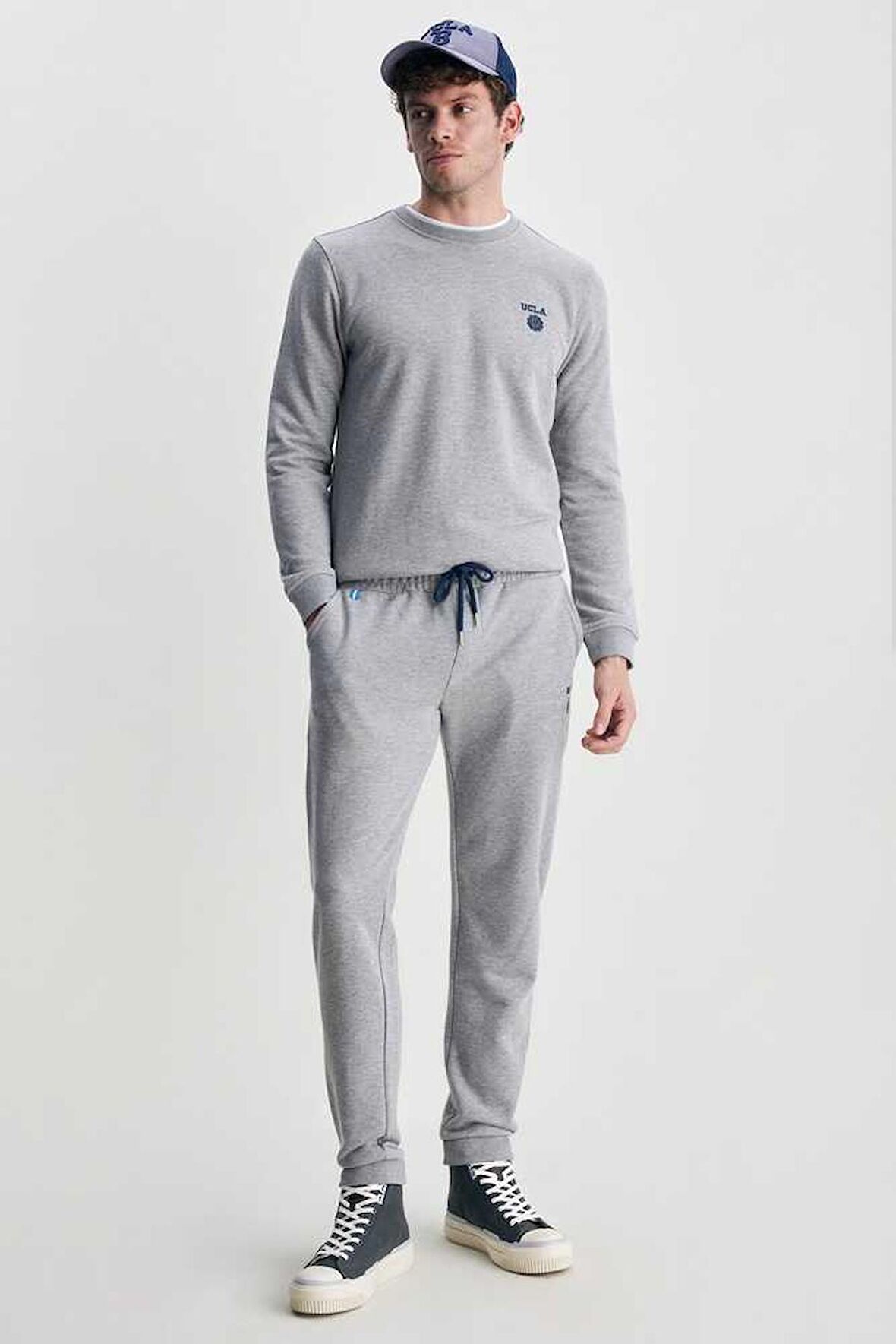 LUSKIN Gri Daralan Kesim Baskılı Standard Fit Erkek Eşofman Alt