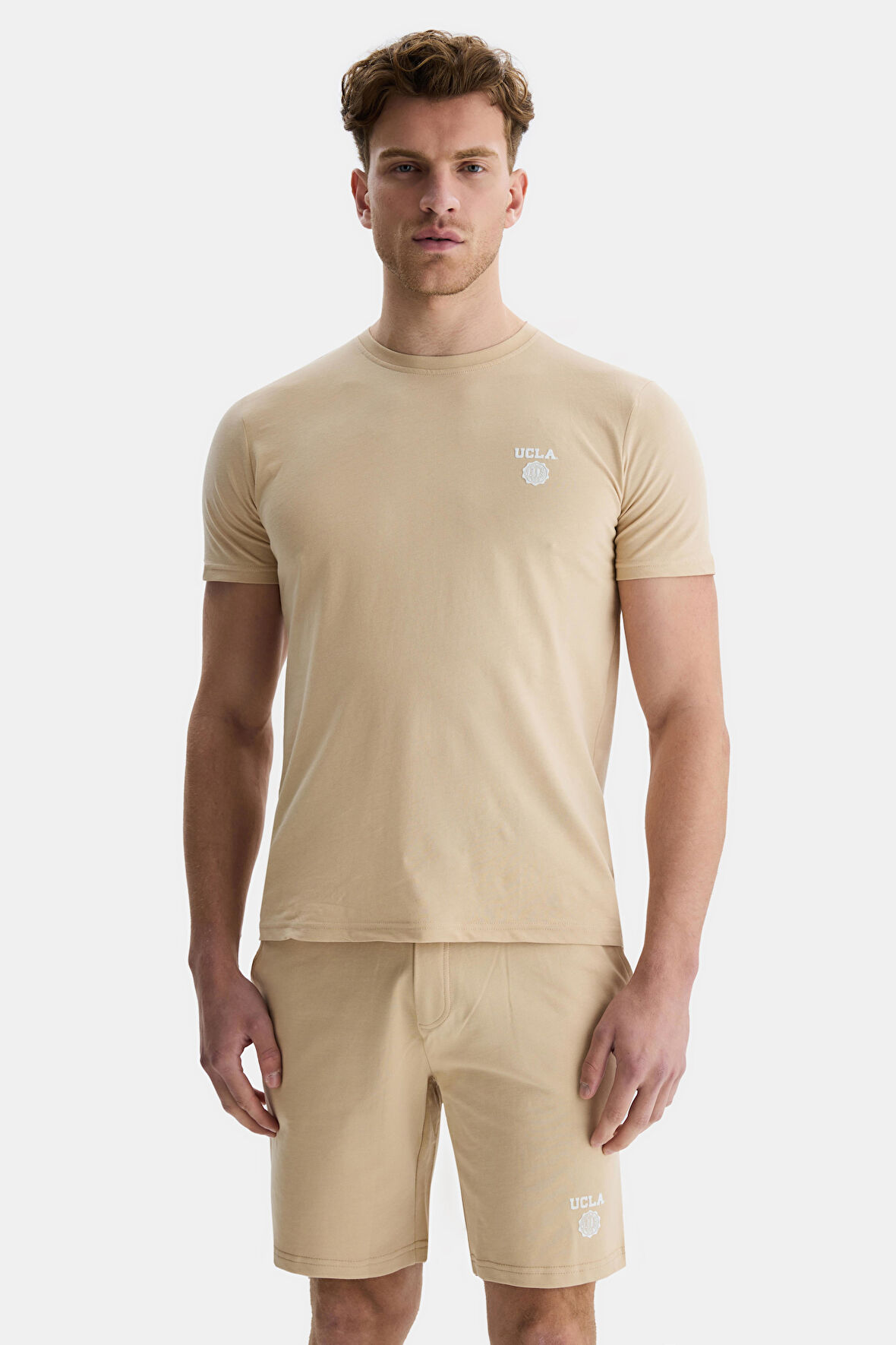 BASS Kahve Bisiklet Yaka Baskılı Standard Fit Erkek Tshirt