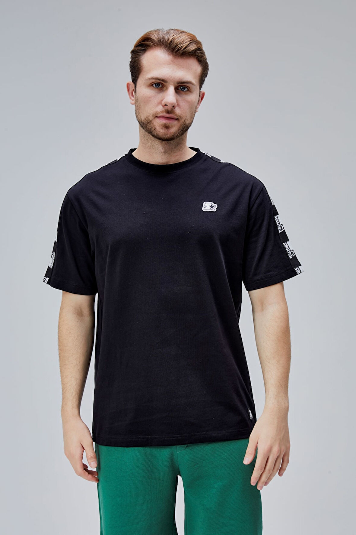 EASTWOOD Siyah Bisiklet Yaka Baskılı Oversize  Erkek Tshirt