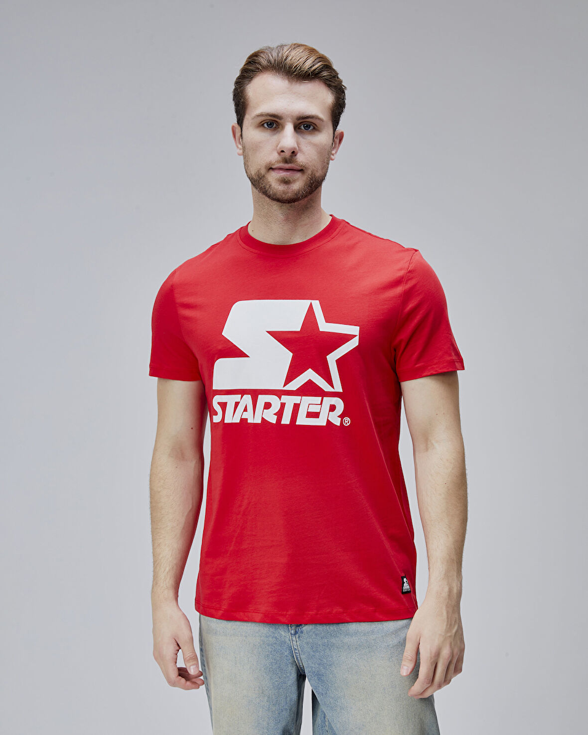 HUDSON Kırmızı Bisiklet Yaka Baskılı Standard Fit Erkek Tshirt