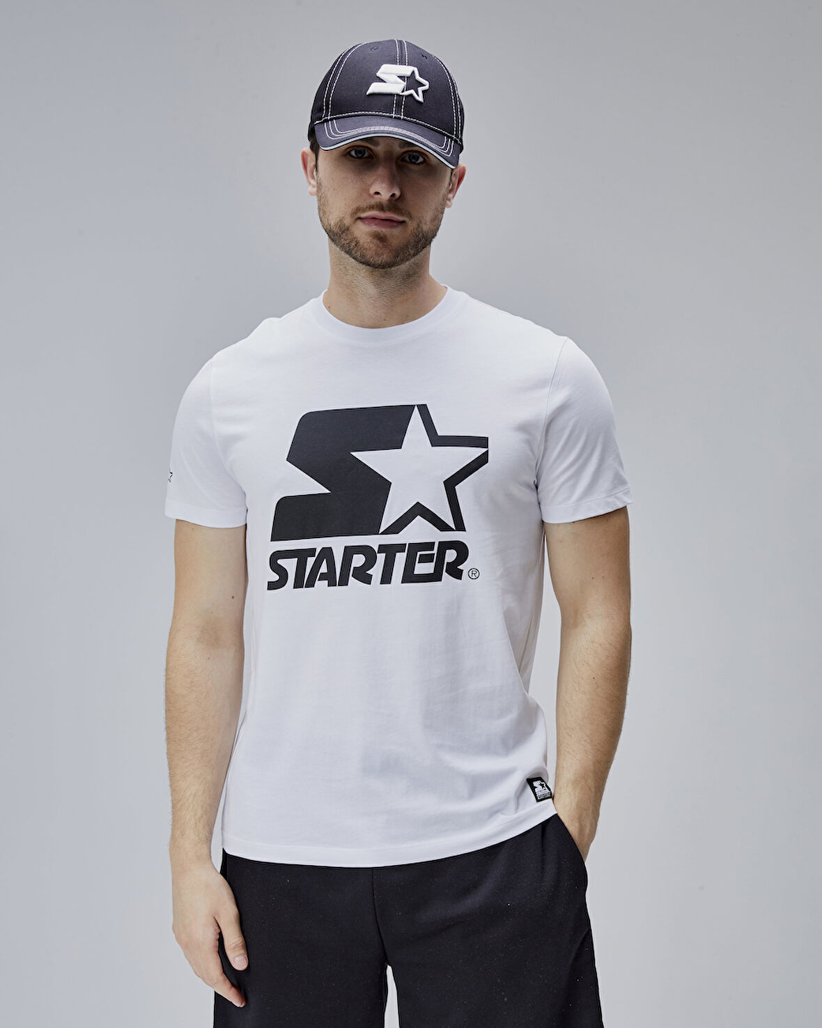 HUDSON Beyaz Bisiklet Yaka Baskılı Standard Fit Erkek Tshirt