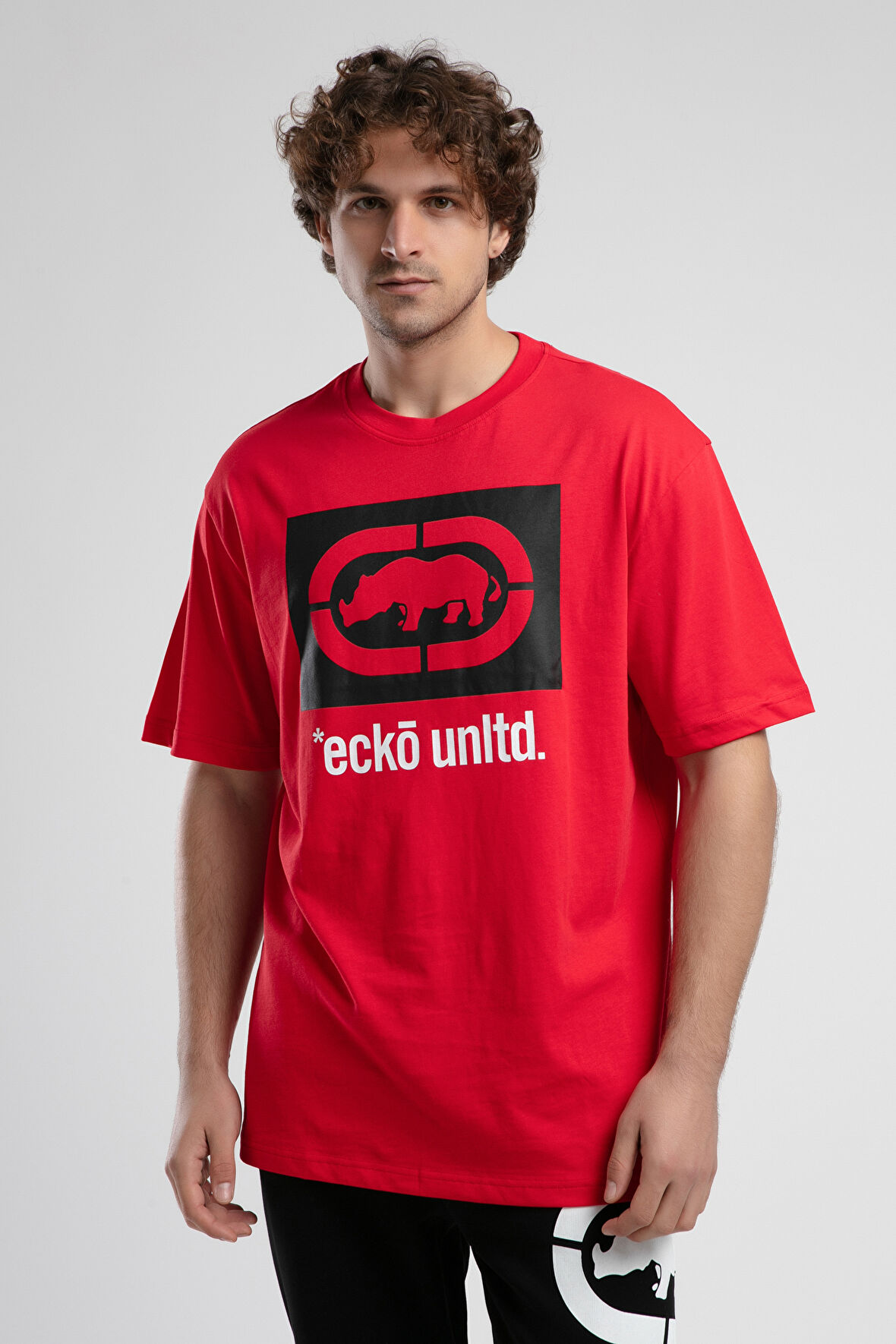 ITHACA Kırmızı Bisiklet Yaka Nakışlı Oversize Erkek Tshirt