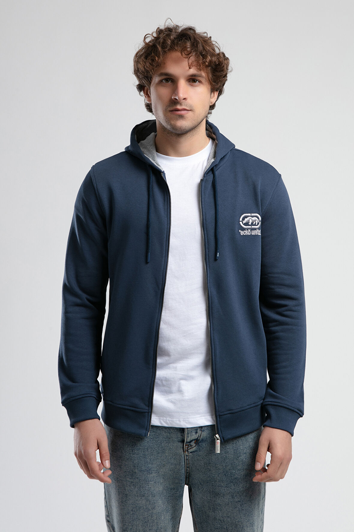MAIDEN Lacivert Kapüşonlu Nakışlı Standard Fit Erkek Sweatshirt