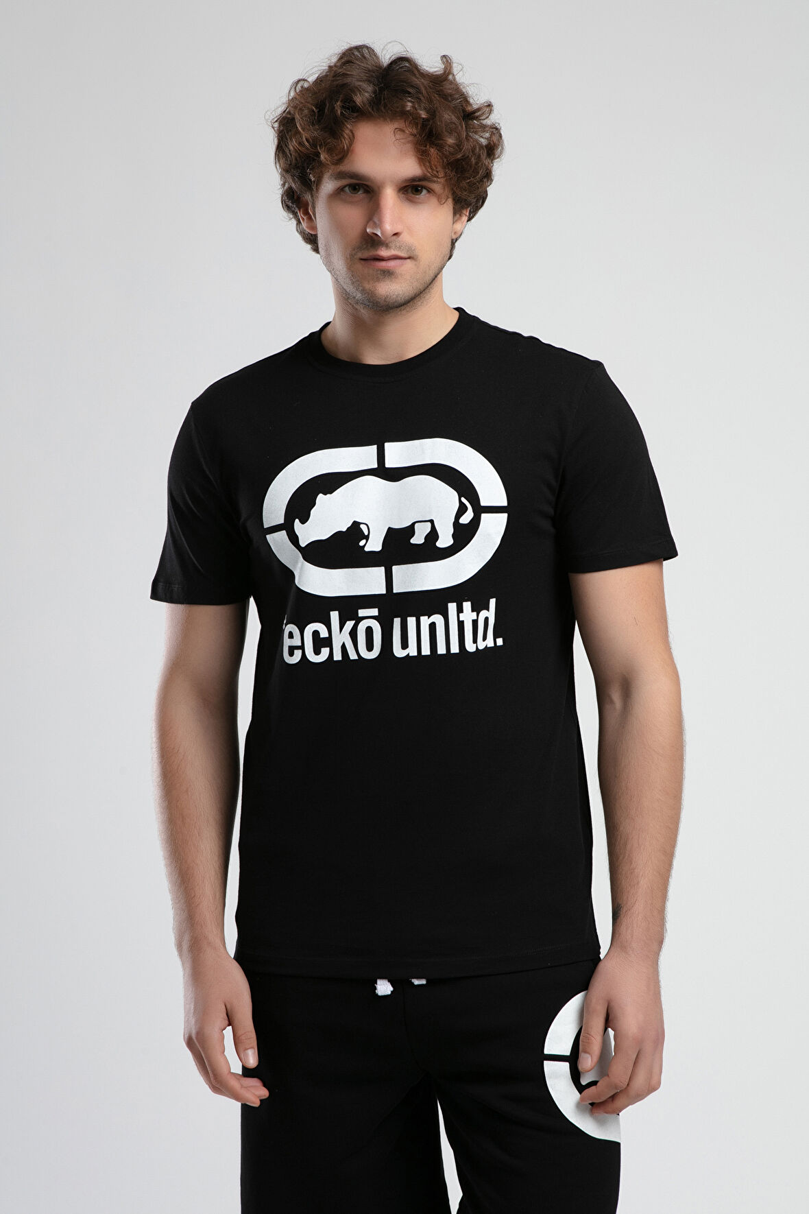 MARC Siyah_B Bisiklet Yaka Baskılı Standard Fit Erkek Tshirt