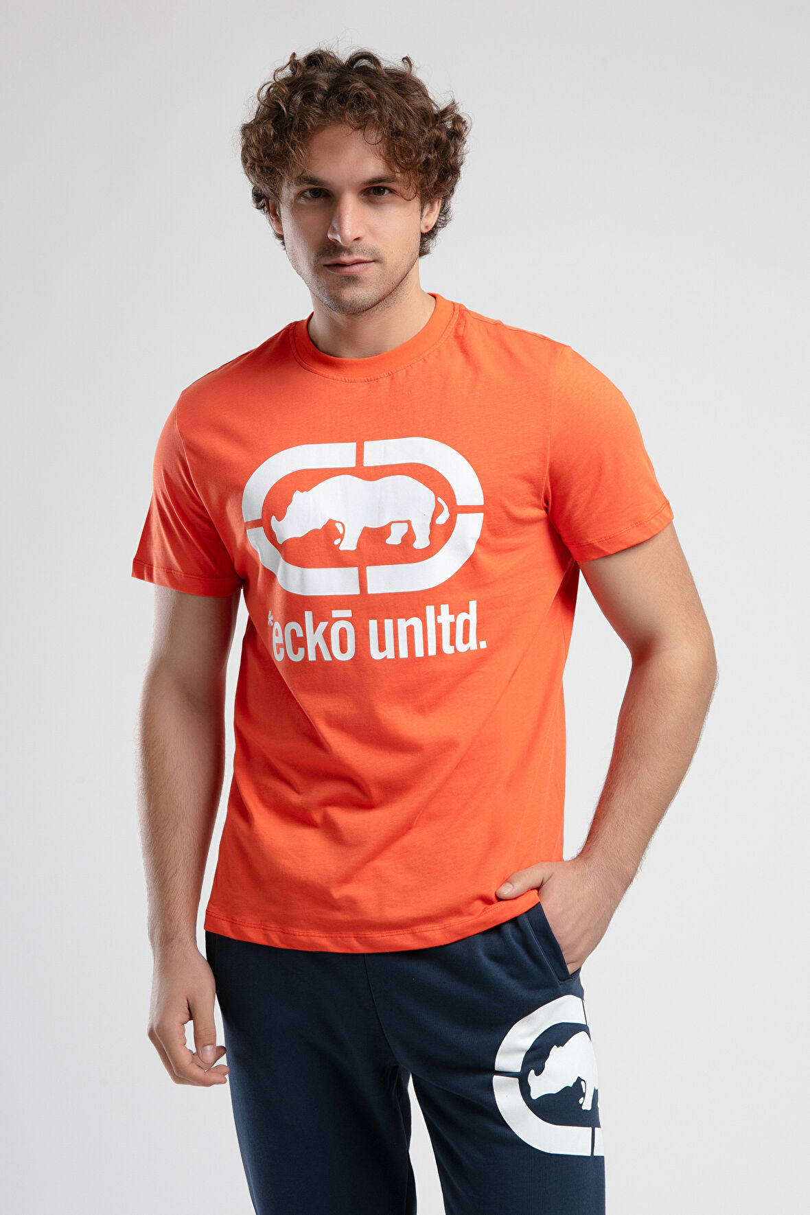 MARC Turuncu Bisiklet Yaka Baskılı Standard Fit Erkek Tshirt