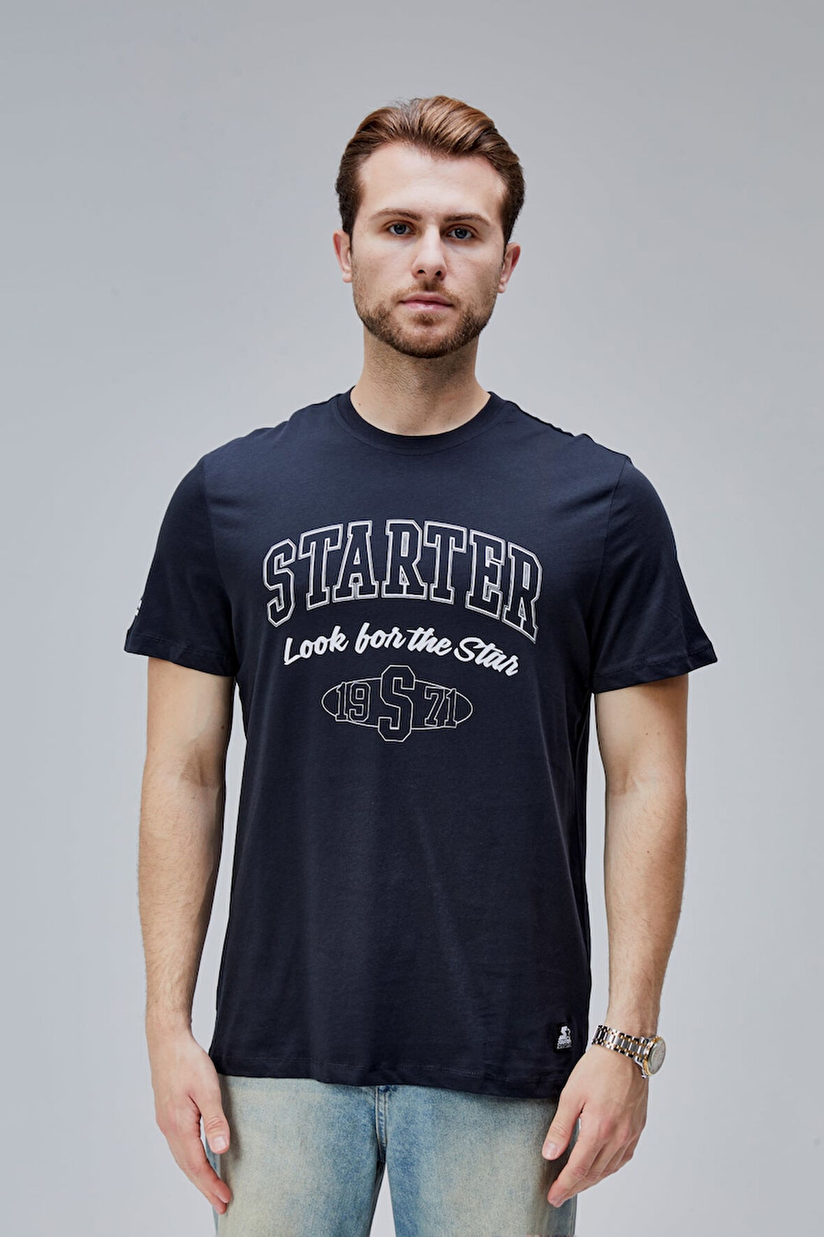 BARNES Antrasit Bisiklet Yaka  Standard Fit Erkek Tshirt