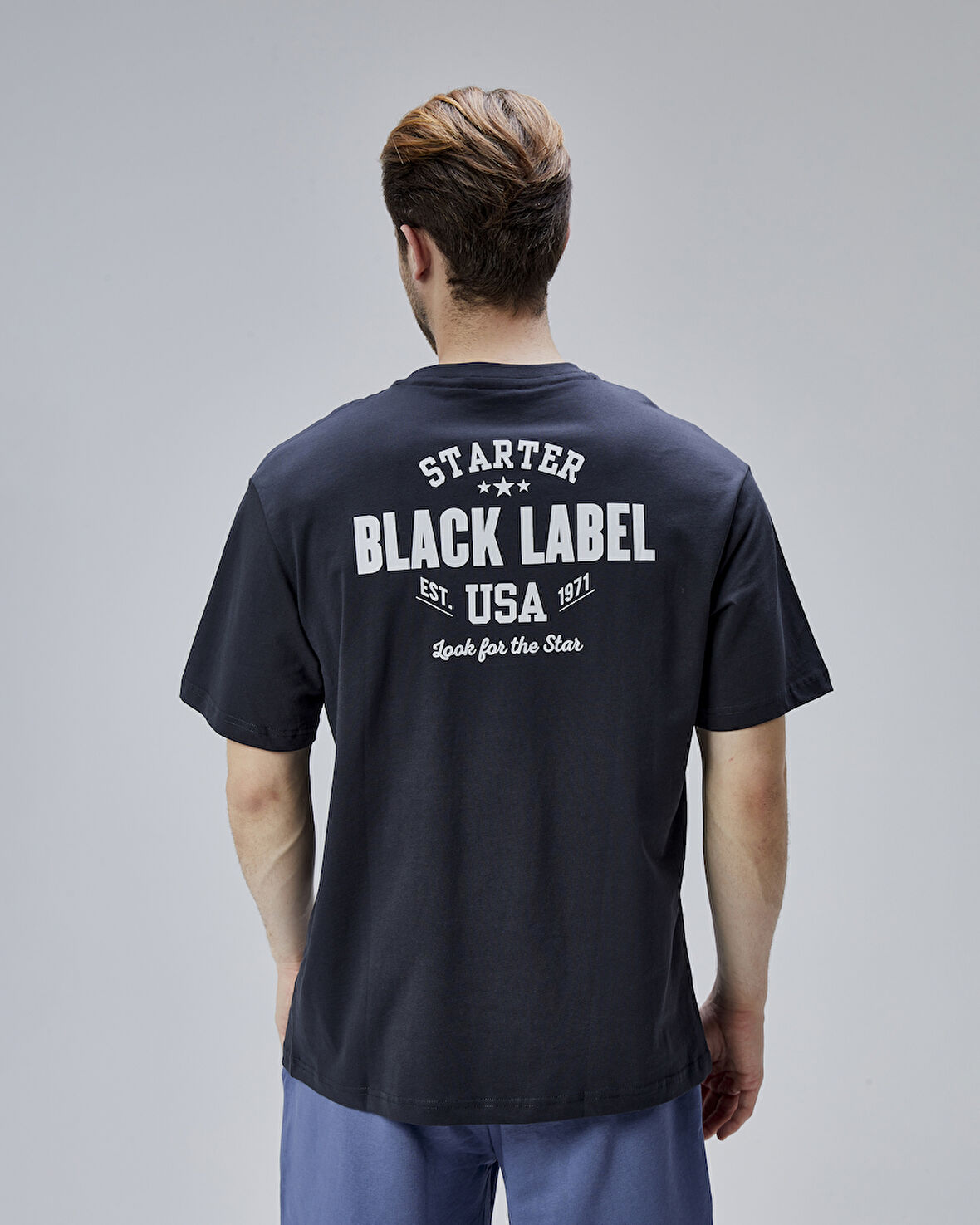 DYMOND Antrasit Bisiklet Yaka Baskılı Oversize  Erkek Tshirt