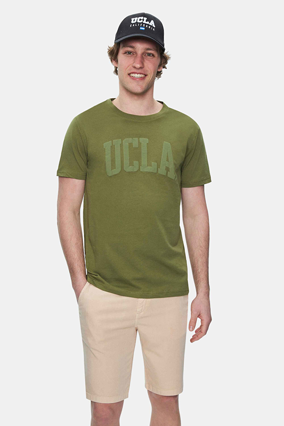 CULVER Haki Bisiklet Yaka Baskılı Standard Fit Erkek Tshirt