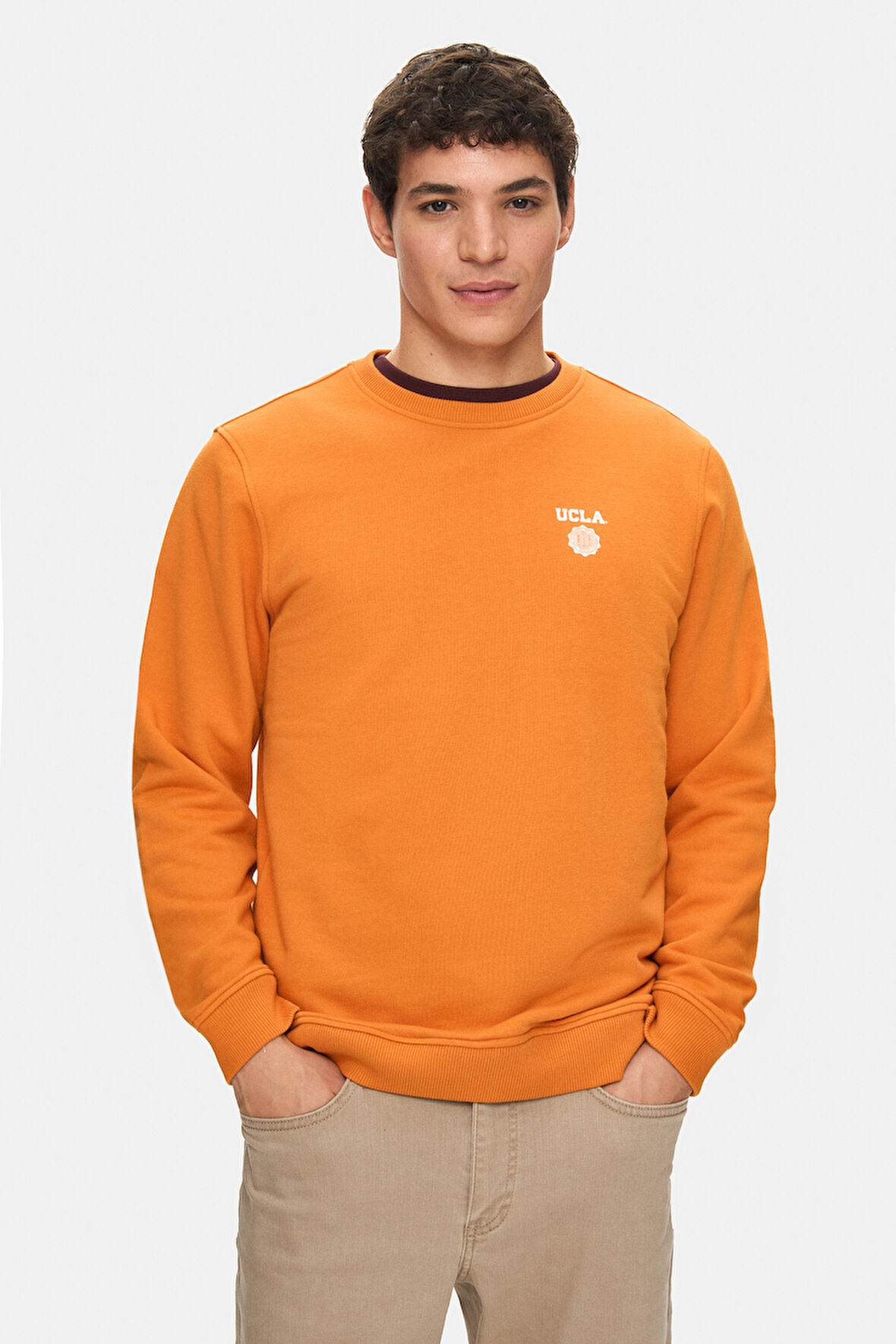 VALLEY Turuncu  Bisiklet Yaka Baskılı Standard Fit Erkek Sweatshirt