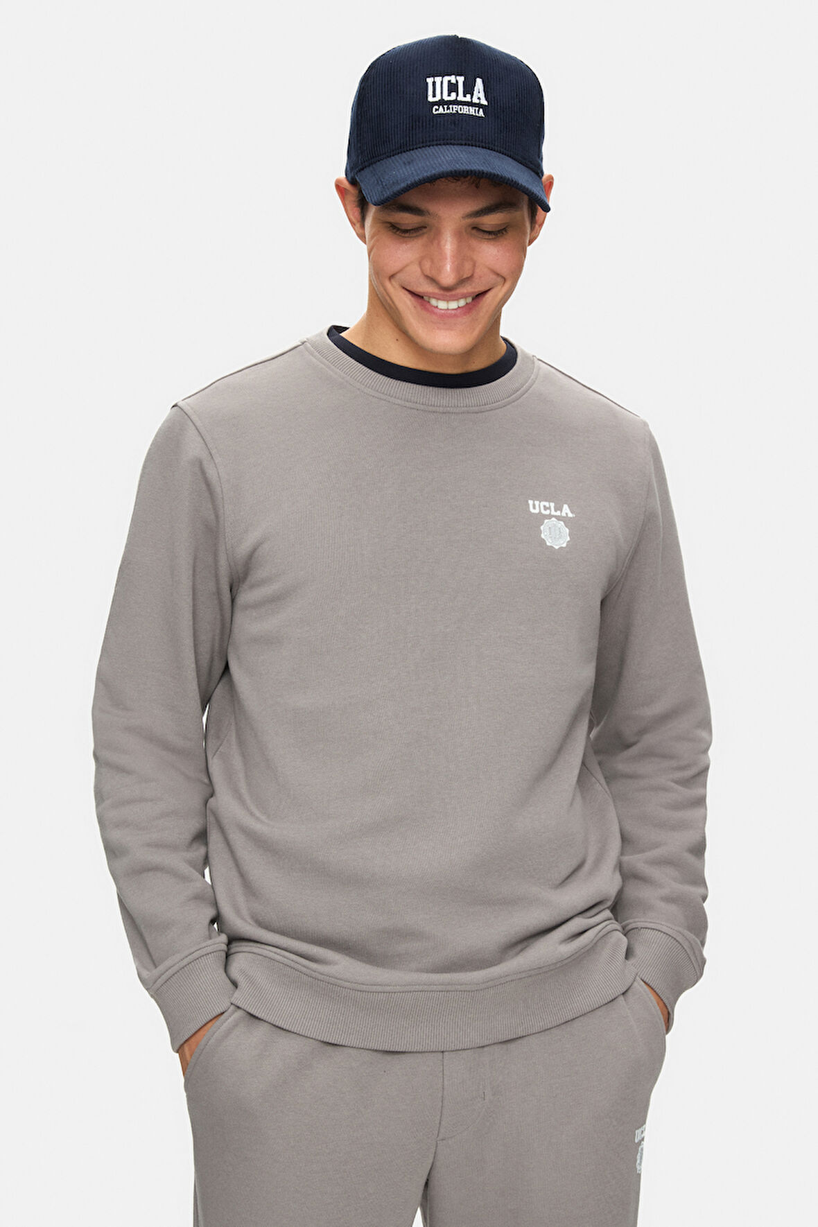 VALLEY Grafit Bisiklet Yaka Baskılı Standard Fit Erkek Sweatshirt