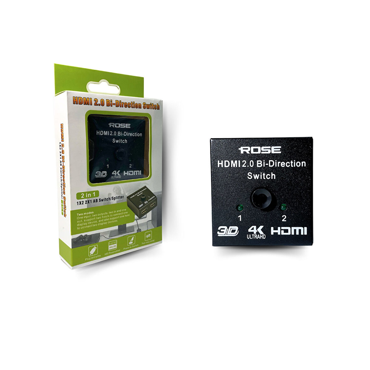 2 Port Çift Yönlü HDMI Switch Splitter Ekran Monitör Çoklayıcı Çoğaltıcı
