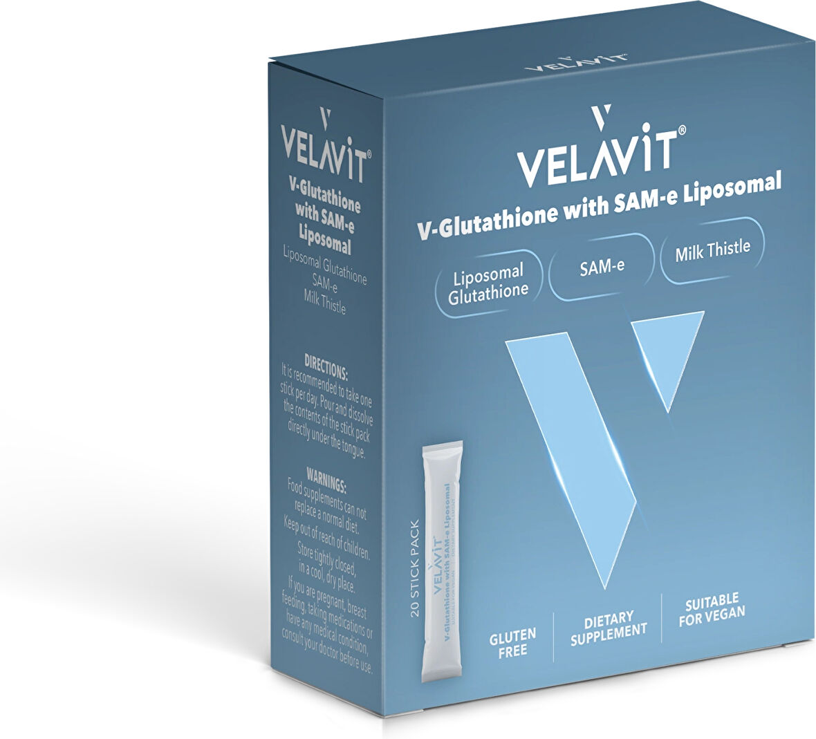 V-Glutathione with SAM-e Liposomal-Glutatyon, silimarin içeren takviye edici gıda 30 saşe