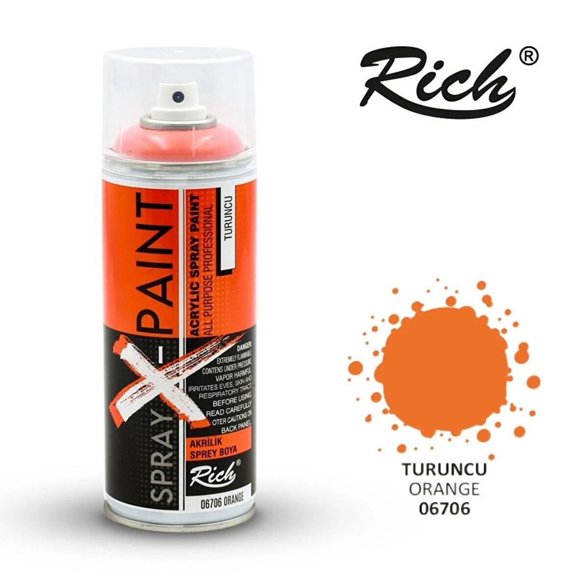 Rich Art-X Spray-X Sprey Boya 400ML - 6706 Turuncu