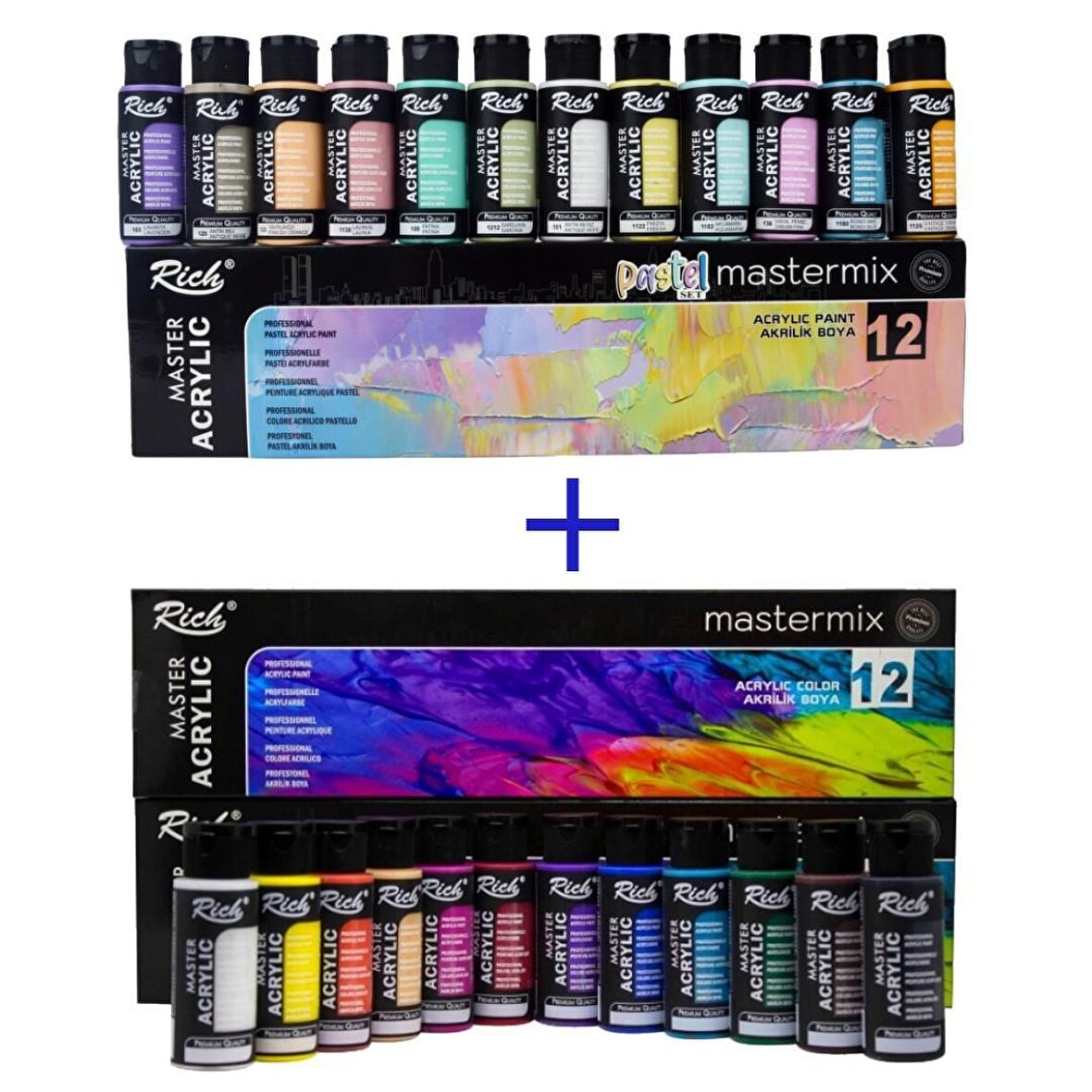 Rich Mastermix Akrilik Boya 60 cc 12 Canlı Renk + 12 Pastel Renk