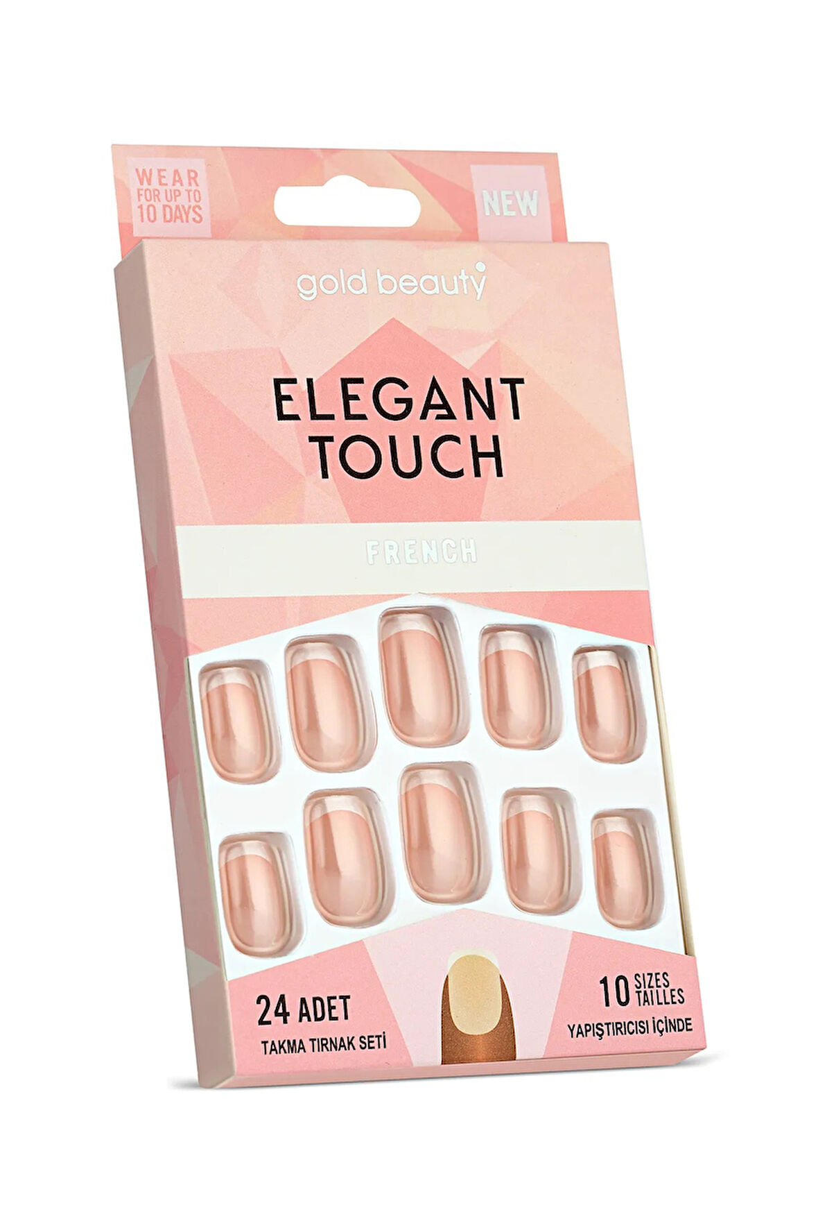 Gold Beauty Elegant Touch 24'lü Frenchli Takma Tırnak - Yapıştırıcı
