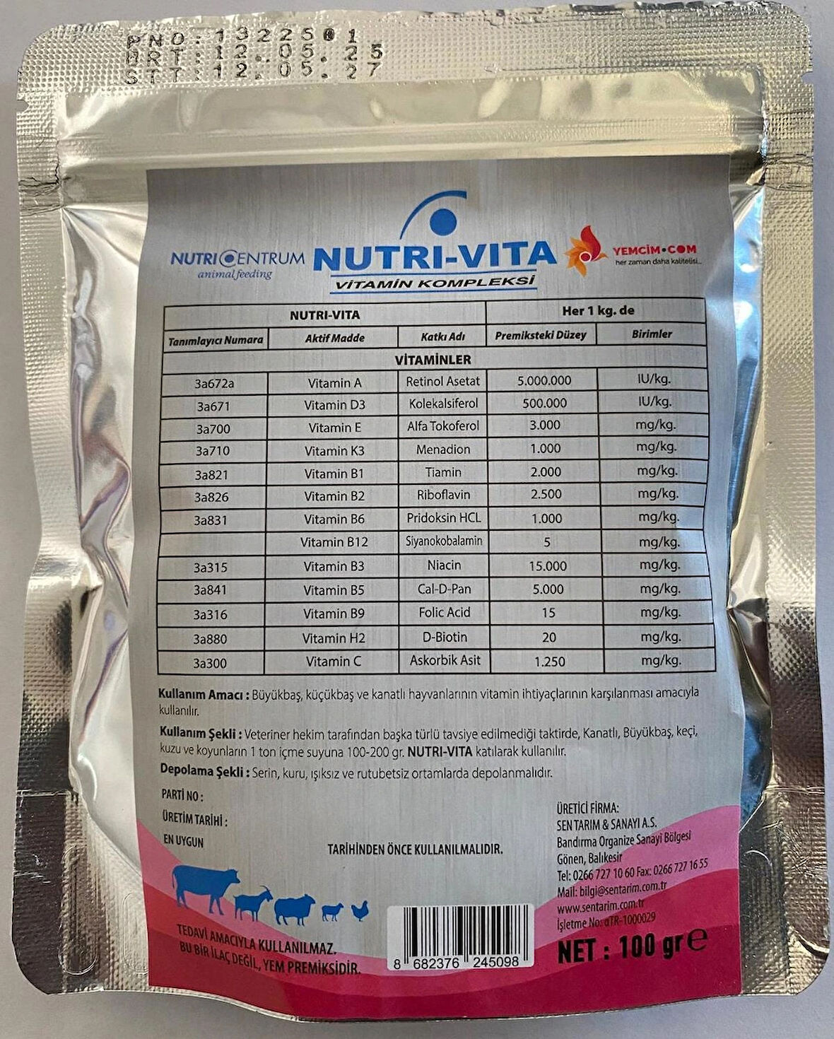 Nutrivita 100 Gram Tavuk, Güvercin ve Kanatlılar için Karma Vitamin