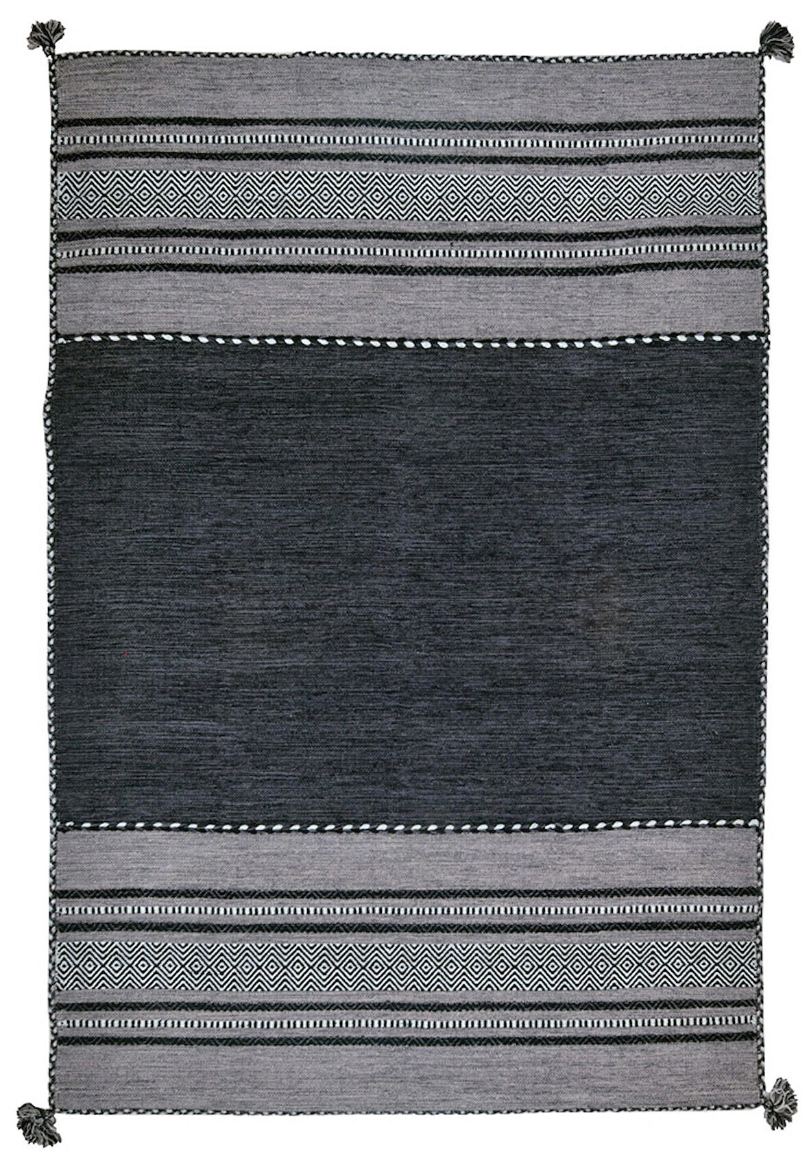 Trb-01 Iskandinav Pamuk Kilim El Dokuma Koyu Gri