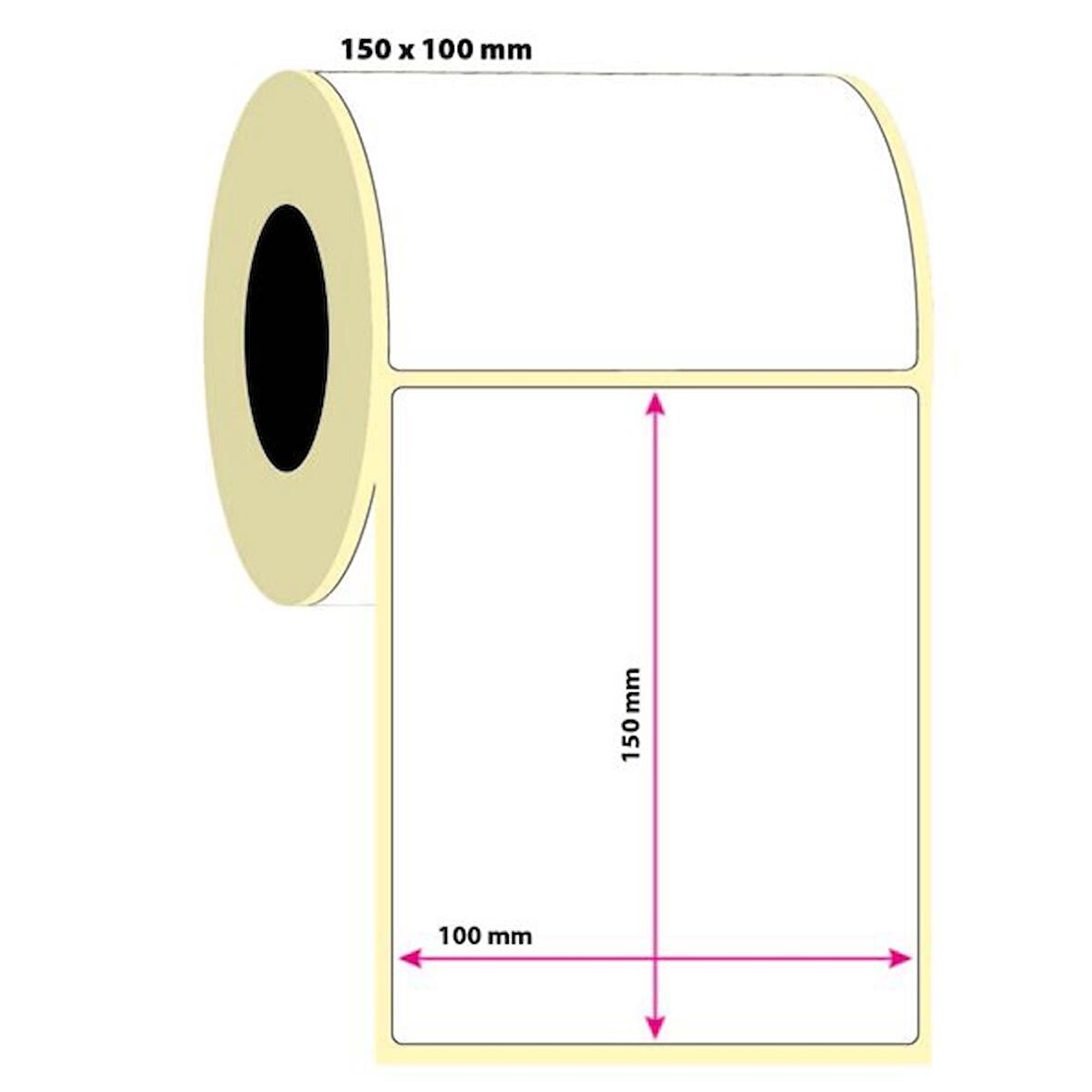 150x100 Kuşe Etiket | 6 Rulo | 250 Sarım |