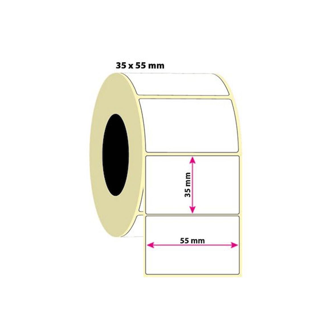 35x55mm Kuşe Etiket | 6 Rulo | 1000 sarım |