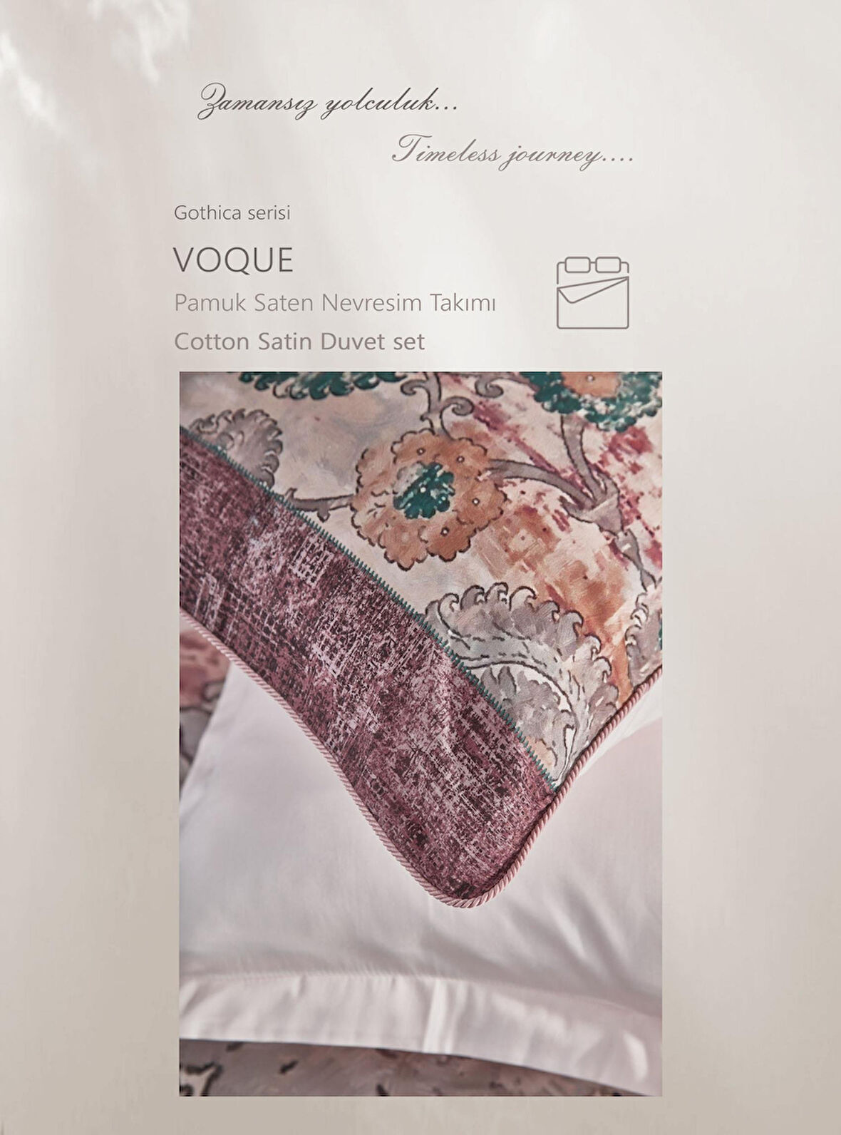 CLUP COTTON ÇİFT KİŞİLİK PAMUK SATEN NEVRESİM TAKIMI VOQUE PUDRA