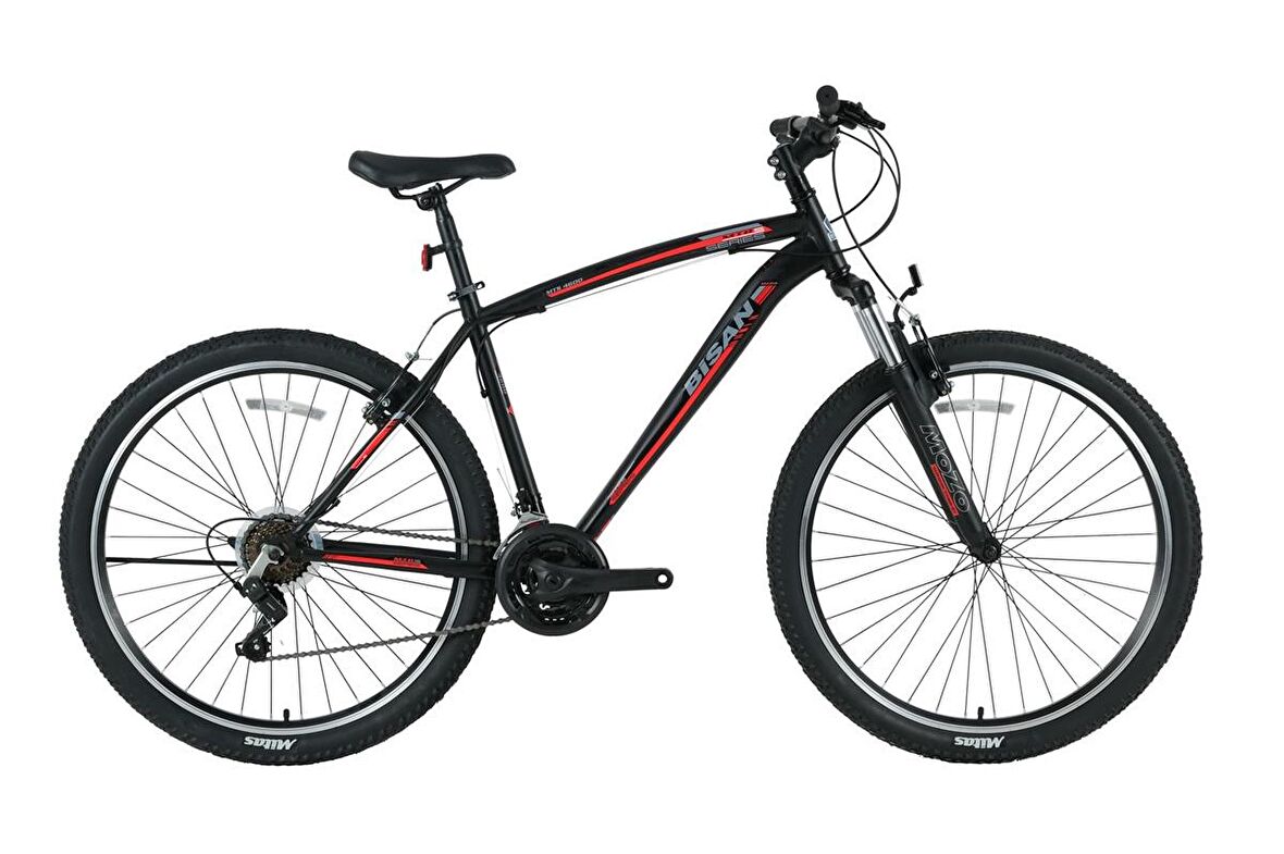 BİSAN MTS 4600 ERKEK DAĞ BİSİKLETİ 46CM V 27.5 JANT 21 VİTES MAT SİYAH KIRMIZI