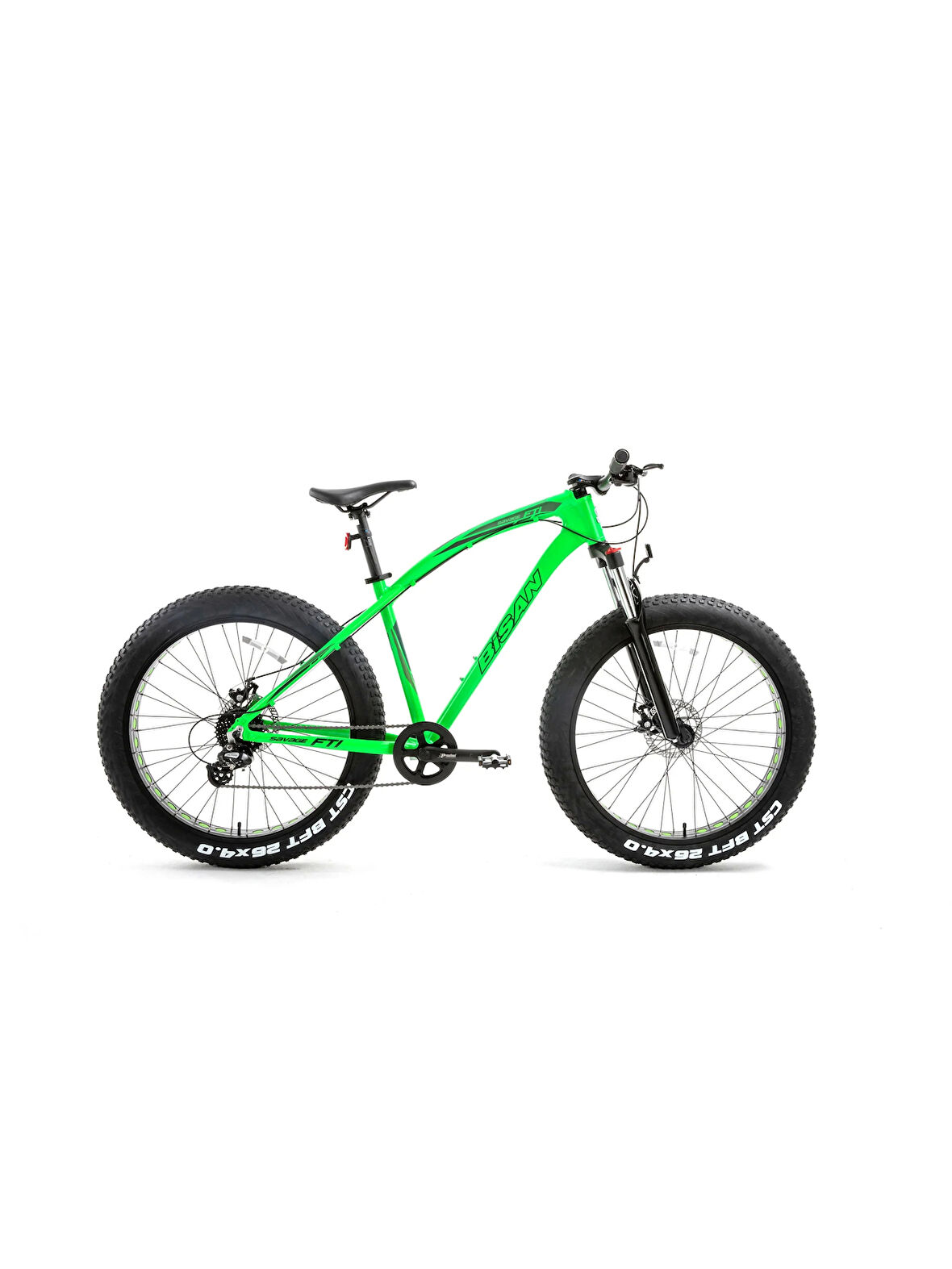 Bisan Savage FT1 Deore 10 Vites MD Fren 26 Jant Fat Bike Bisikleti Neon Yeşil Gri 46 Kadro